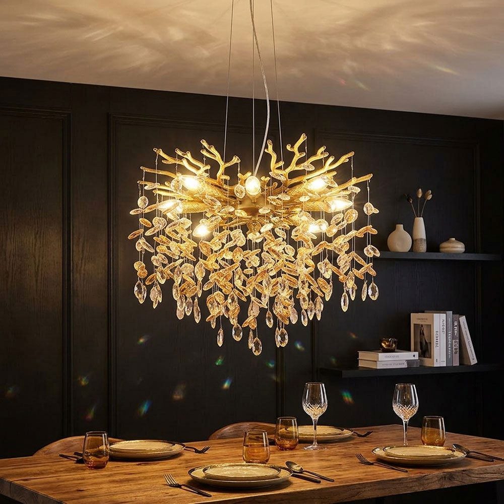 GLOBO LIGHTING Pendelleuchte, Leuchtmittel inklusive, Warmweiß, LED Pendelleuchte Hängeleuchte Deckenlampe goldfarben matt H 120 cm