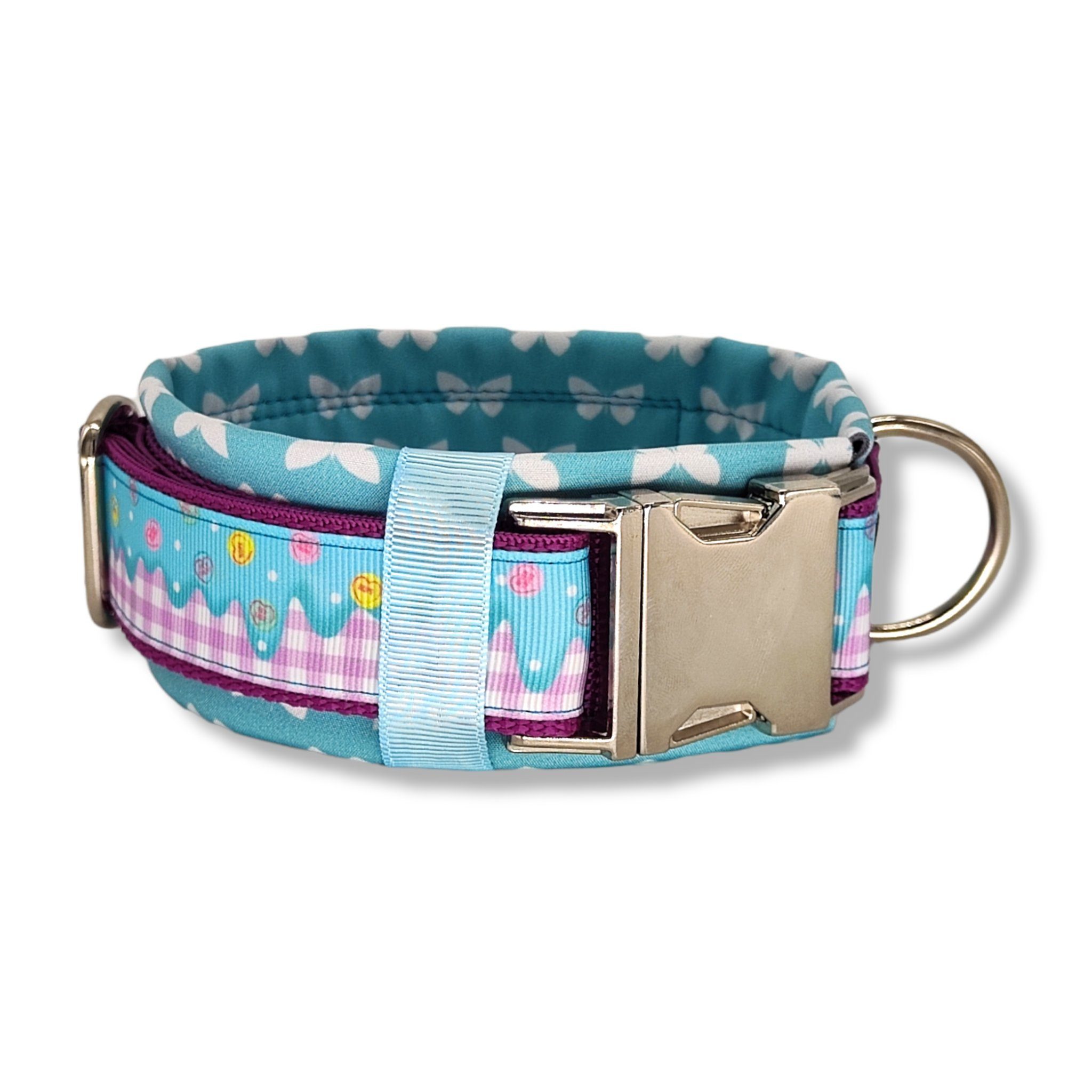 D by E Couture Hunde-Halsband "I Like Candy II", gepolstert, verstellbar, 50mm breit, Handmade