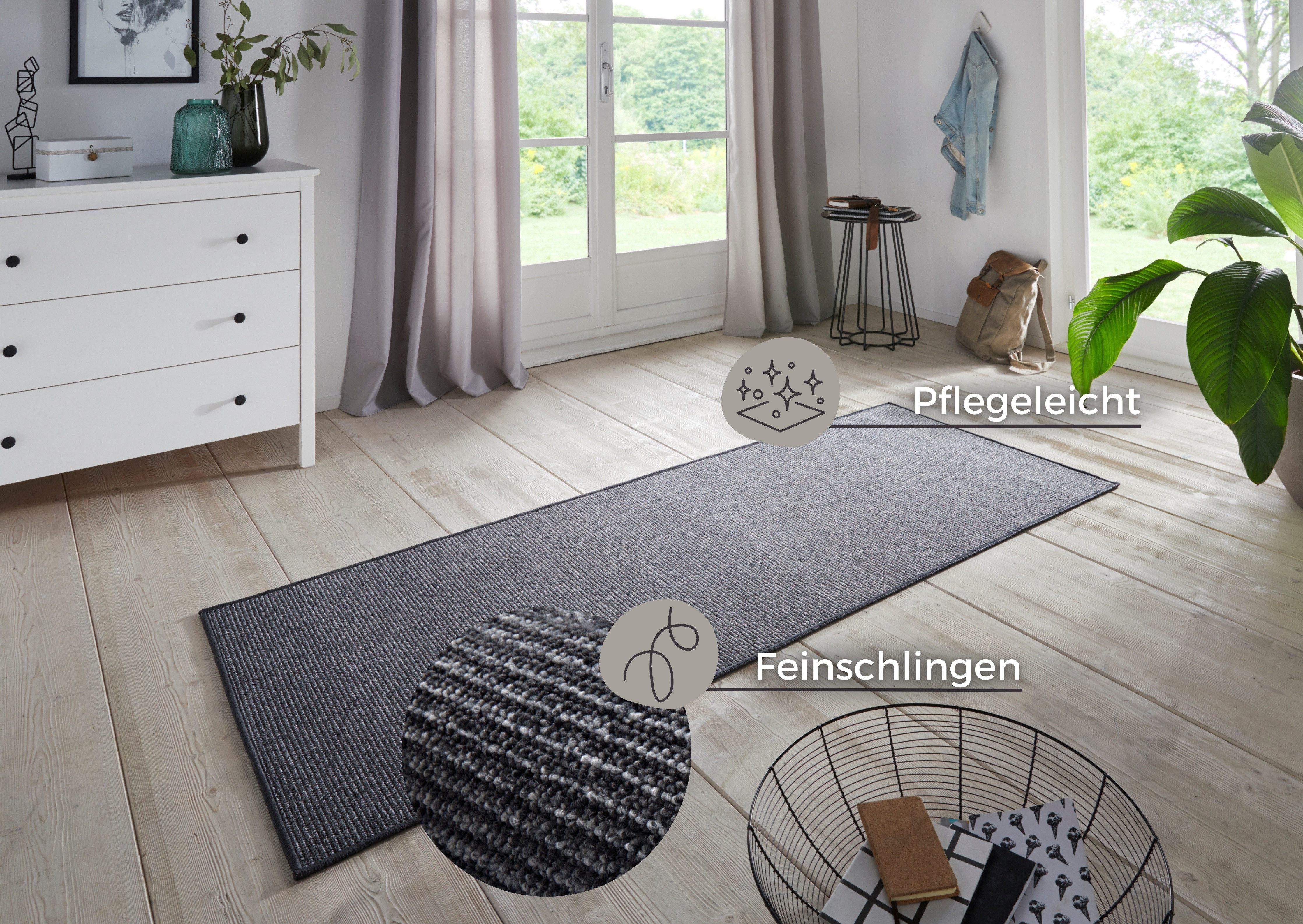 HANSE Home Läufer Bouclé, rechteckig, Höhe: 5 mm, rutschfest, Sisal Optik, Teppich, Küche, Flur, schlicht, umkettelt
