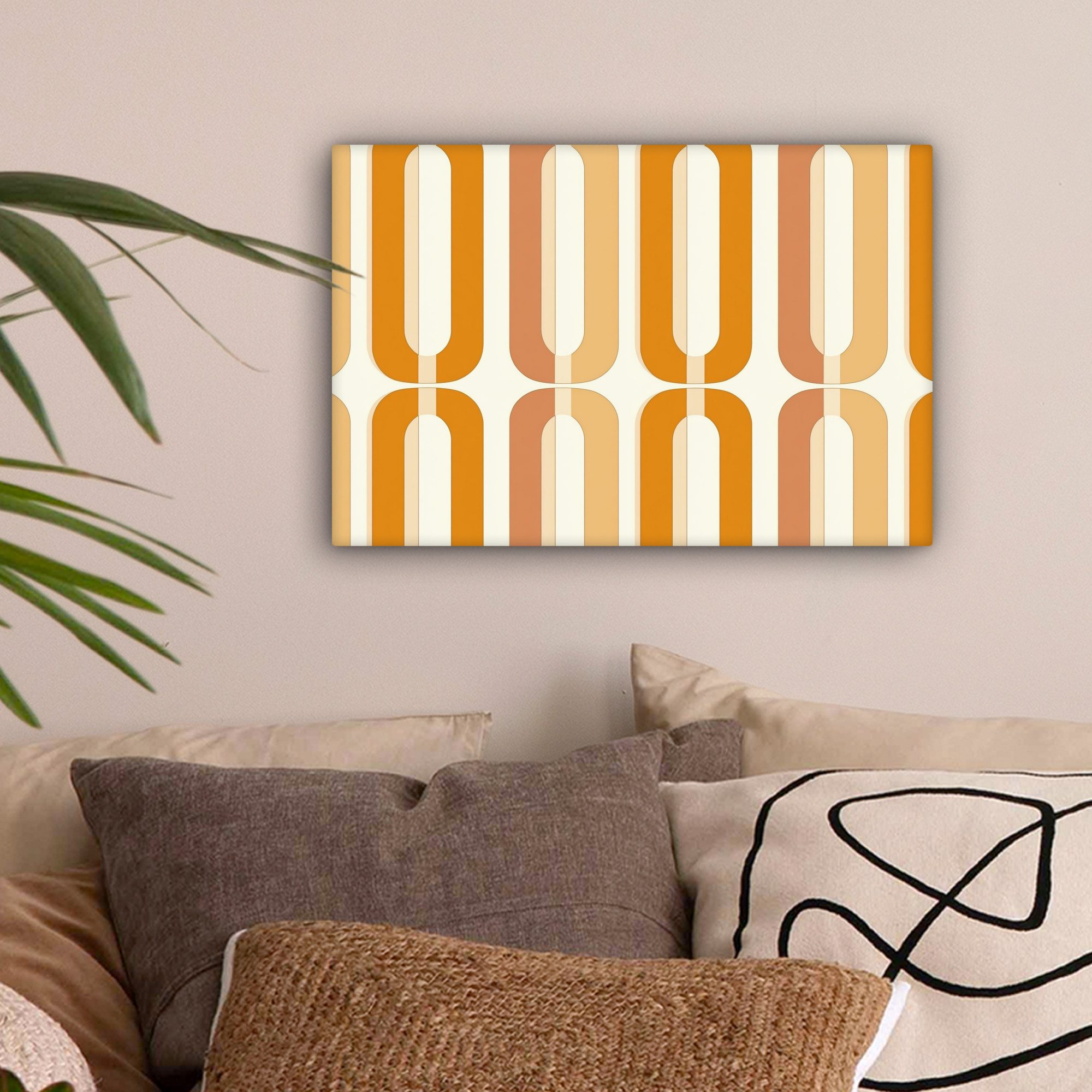 OneMillionCanvasses® Leinwandbild U-förmig - Retro - Orange, Fotodruck (1 St), Leinwand Bilder Klein, Wand Dekoration Aesthetic 30x20 cm – Bild 2 von 5