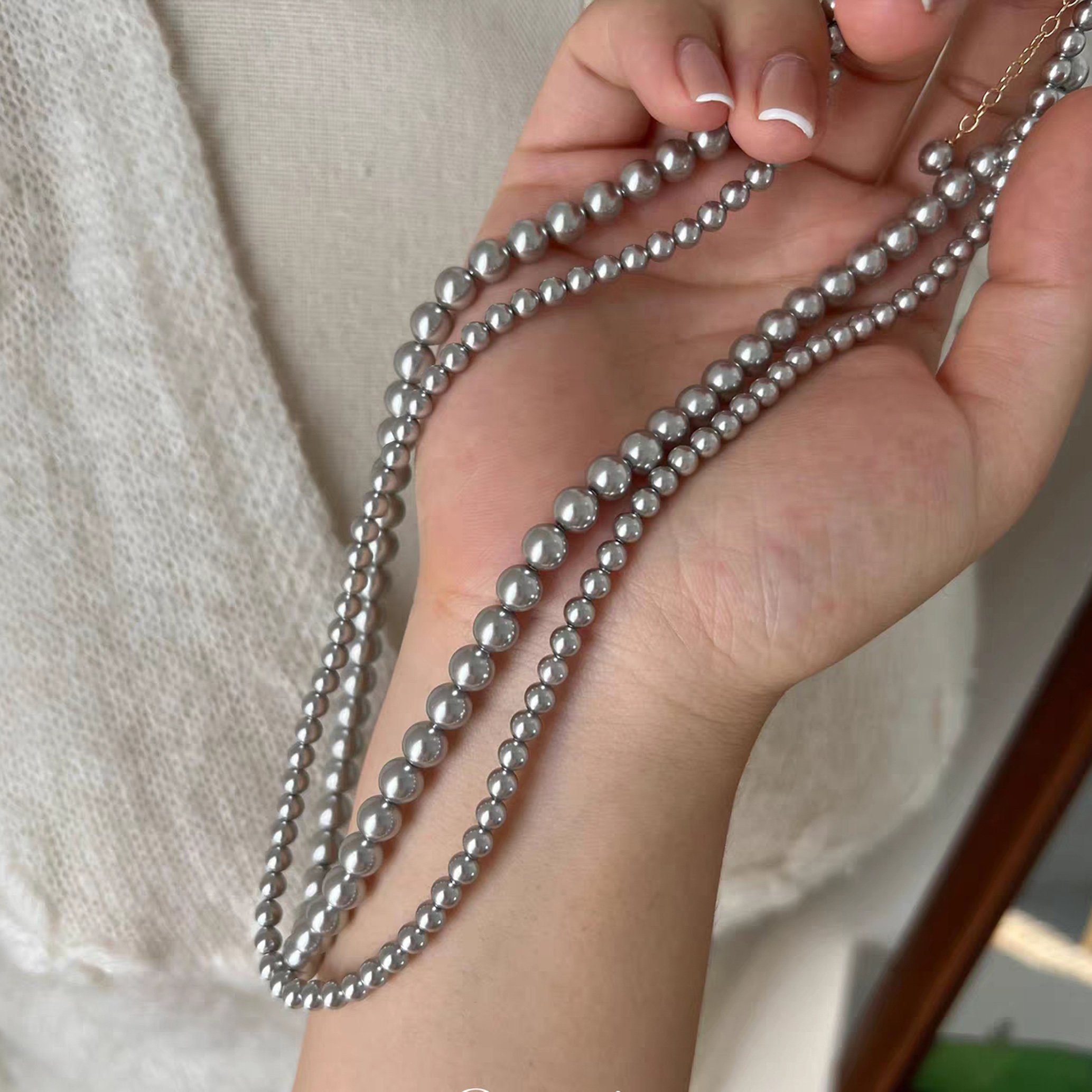 45cm Pearl Classic Kristall Halskette, Halskette, GOLDEN 5cm + Perlenkette Perlen Swarovski Choker Halskette