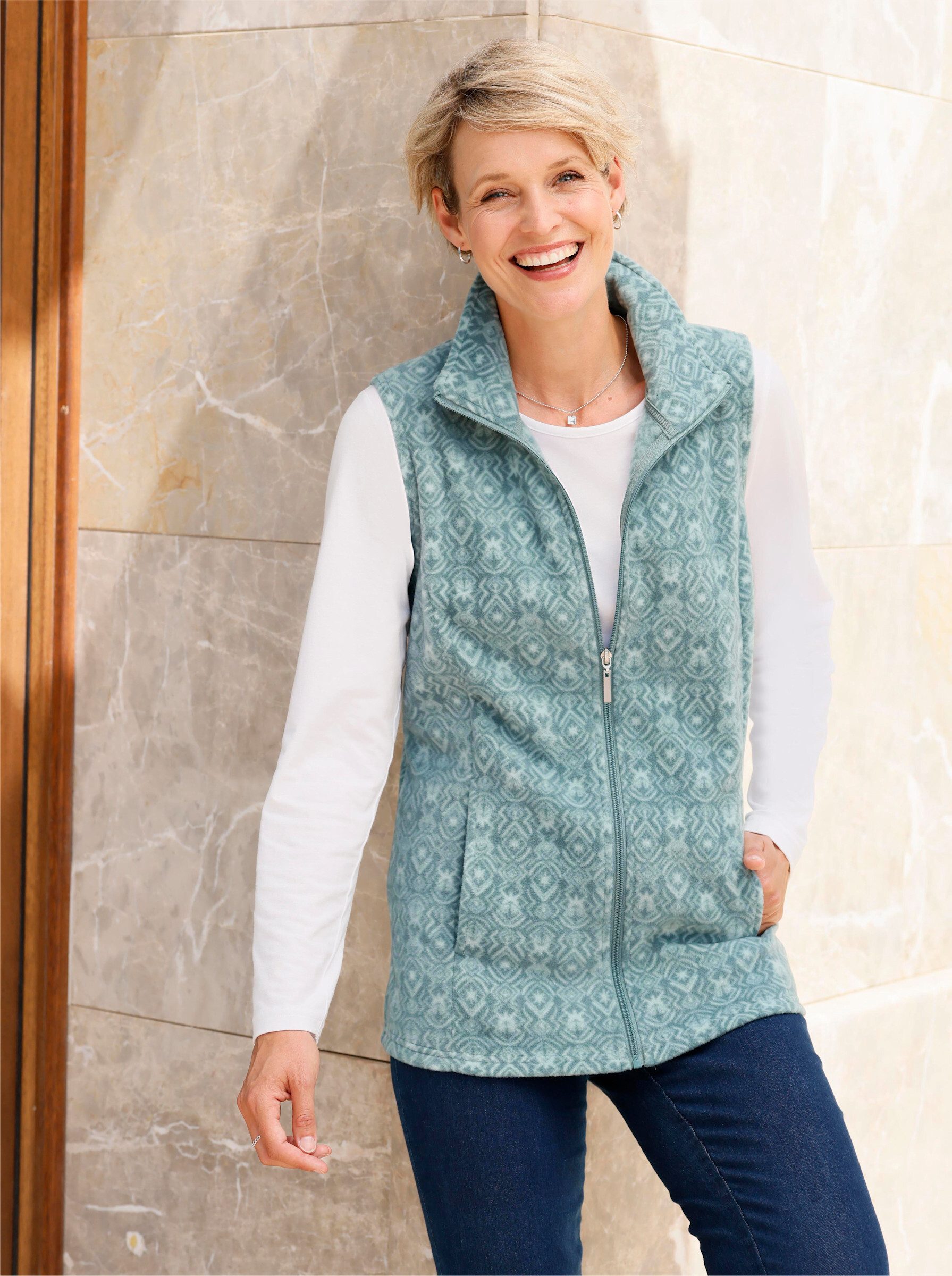 Sieh an! Fleeceweste Fleece-Weste Länge ca. 70 cm