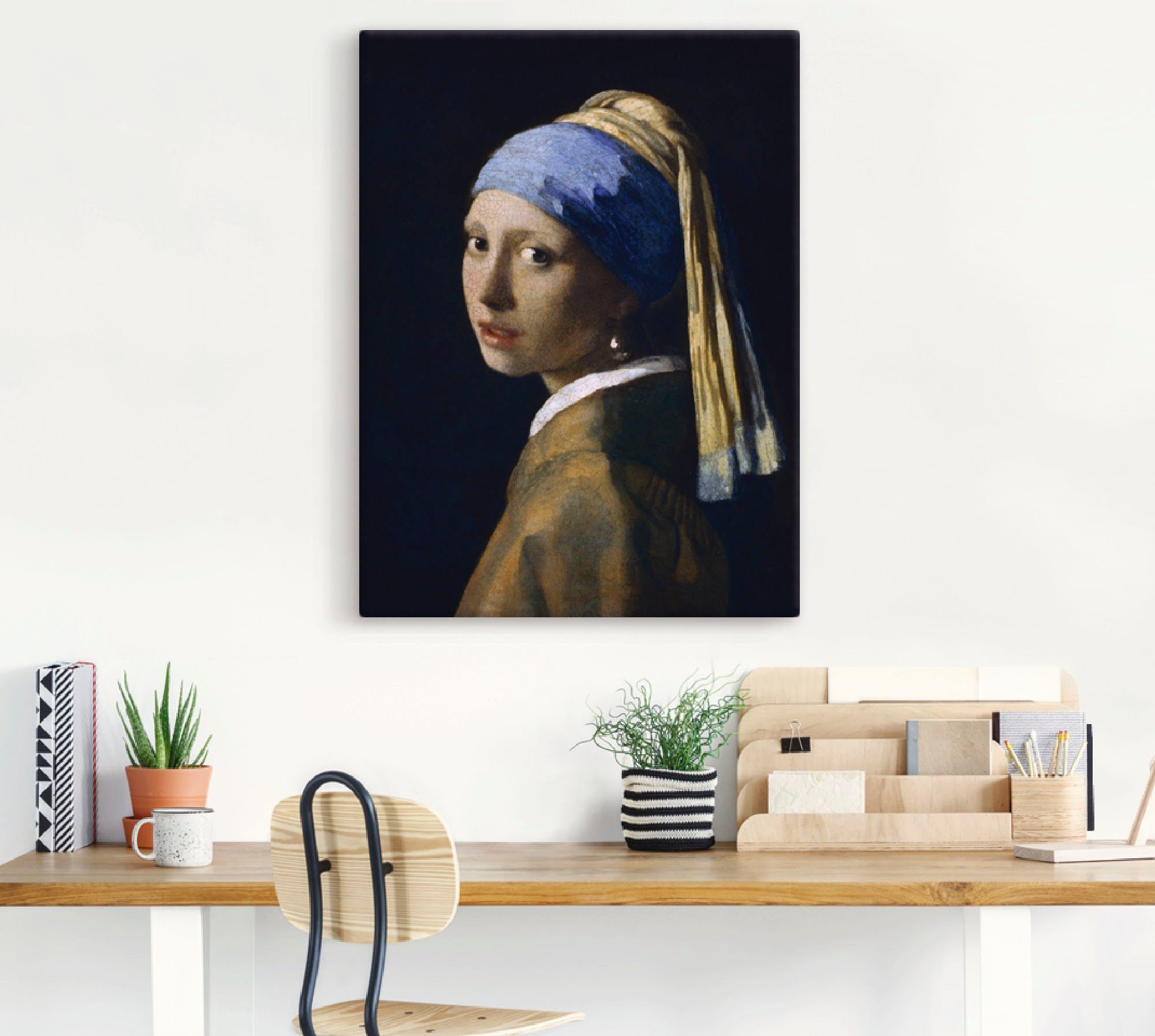Artland Wandbild Das Mädchen mit dem Perlenohrgehänge, Frau (1 St), als Leinwandbild, Poster in verschied. Größen