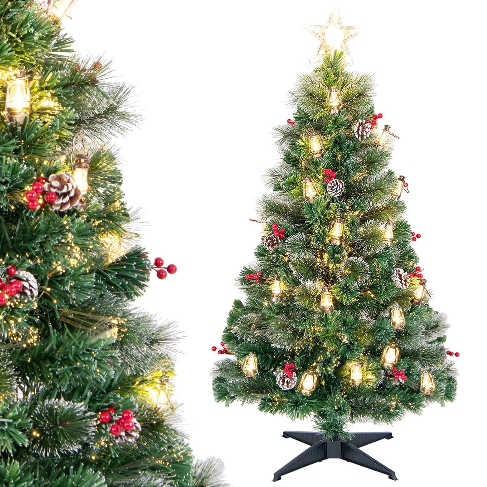 COSTWAY Künstlicher Weihnachtsbaum, 150cm, 170 Spitzen, 49 LEDs, 8 Modi