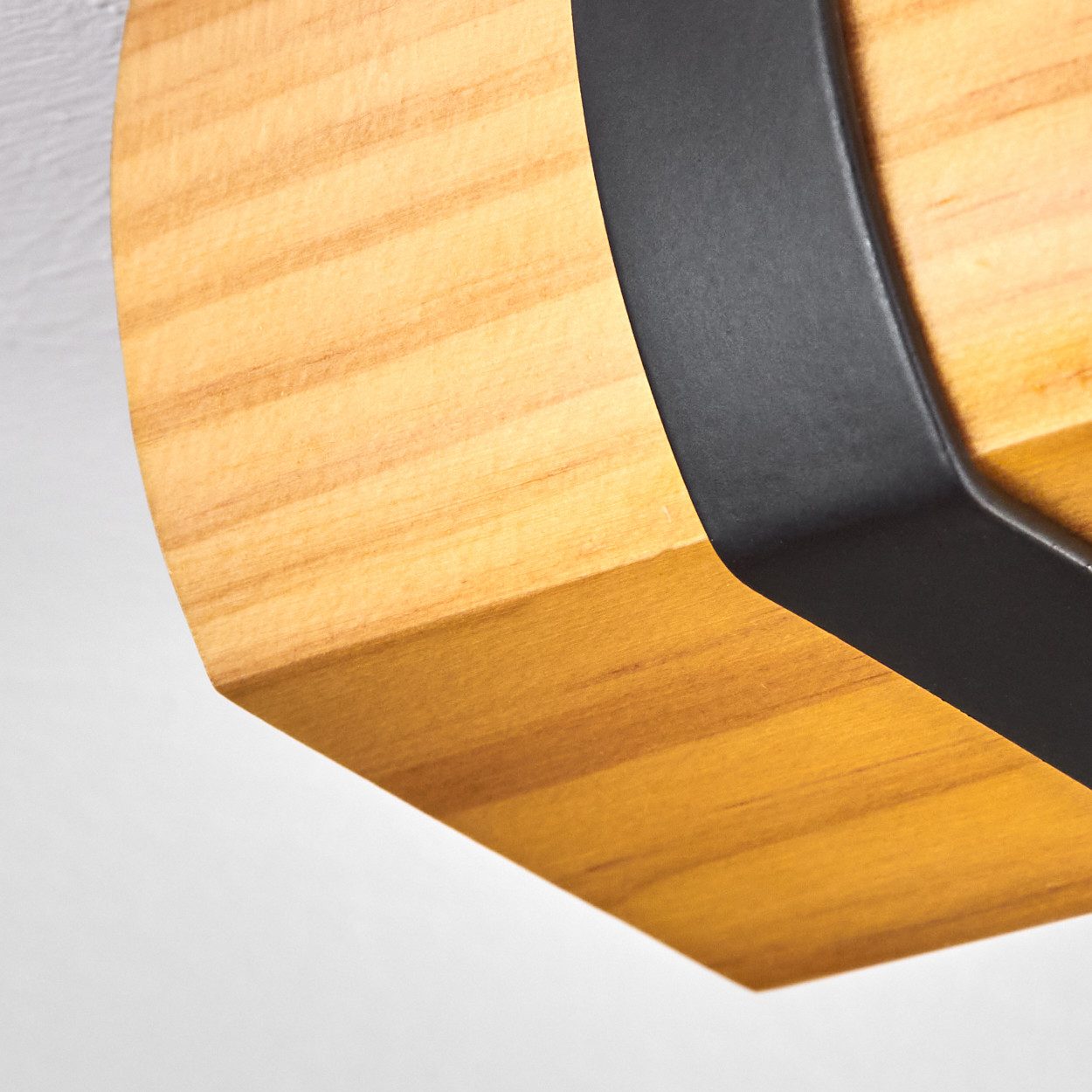 hofstein Deckenleuchte Deckenlampe aus Holz/Metall in Naturfarben/Schwarz, ohne Leuchtmittel, moderne Retro/Vintage/Industrial-Design Leuchte mit Holzbalken, 1x E27
