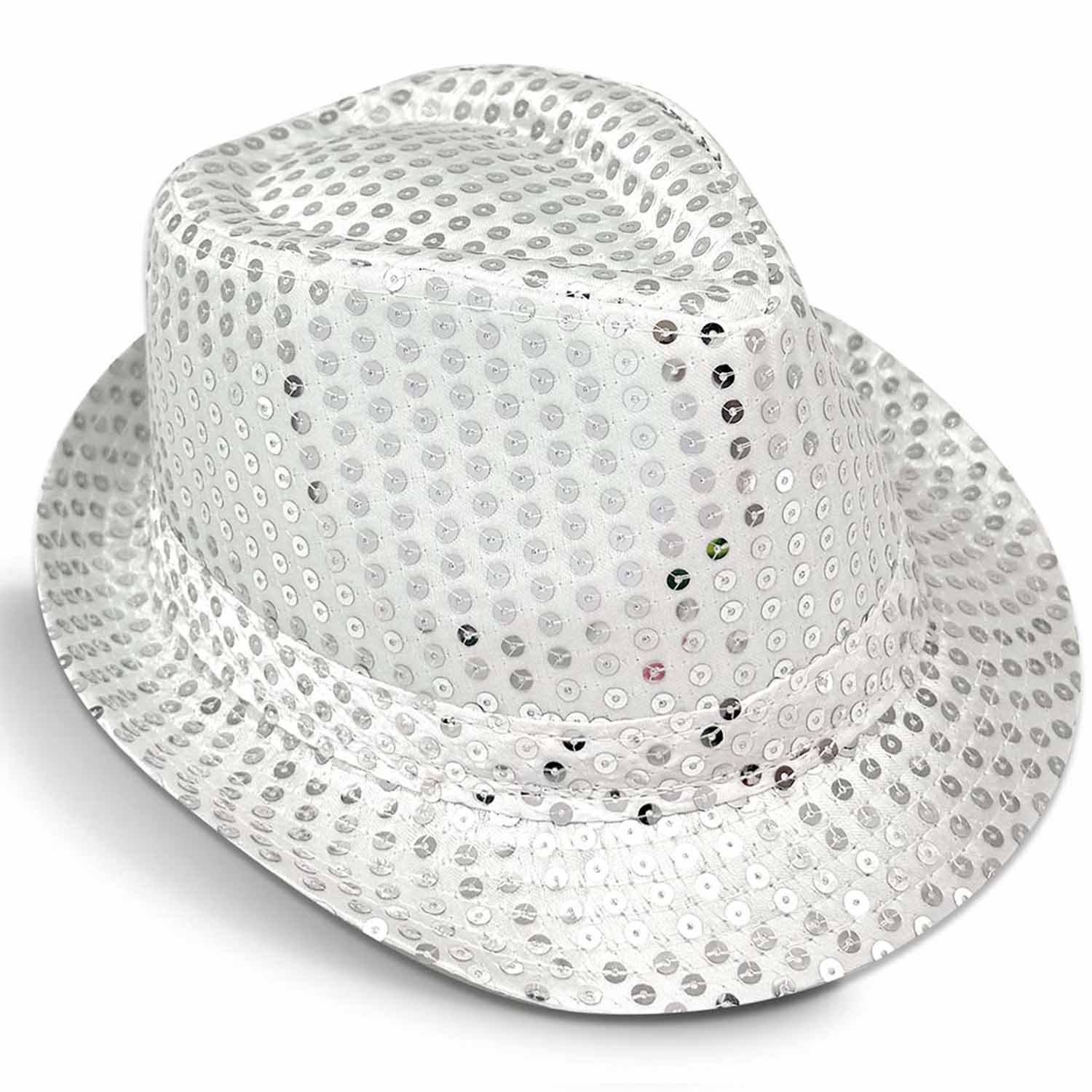 Party Factory Kostüm Pailletten Hut Silber Einheitsgröße für Erwachsene, mit glitzernden Pailletten versehen