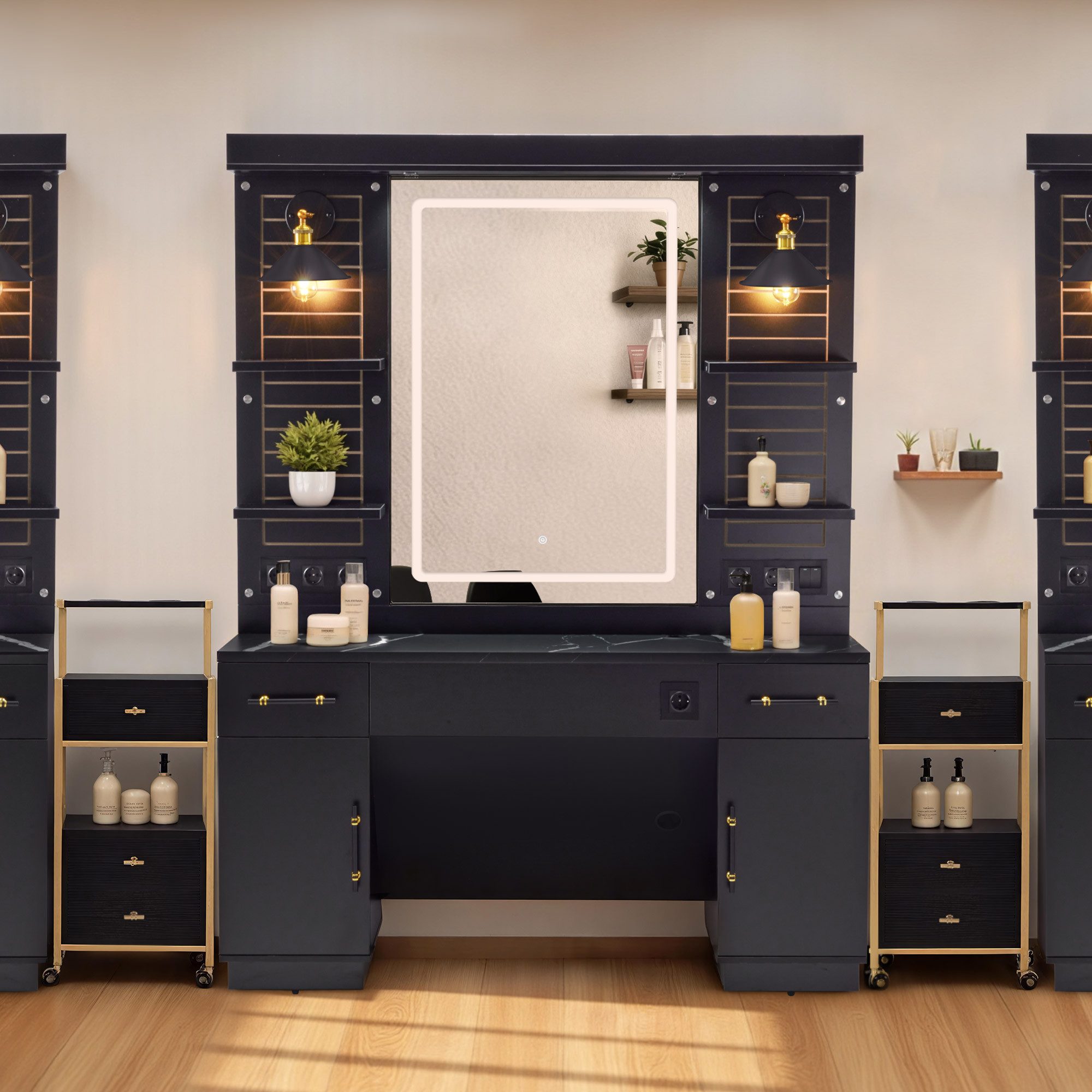 Barberpub Spiegelschrank BarberPub Friseurplatz mit Ablagen & Schubladen, S günstig online kaufen