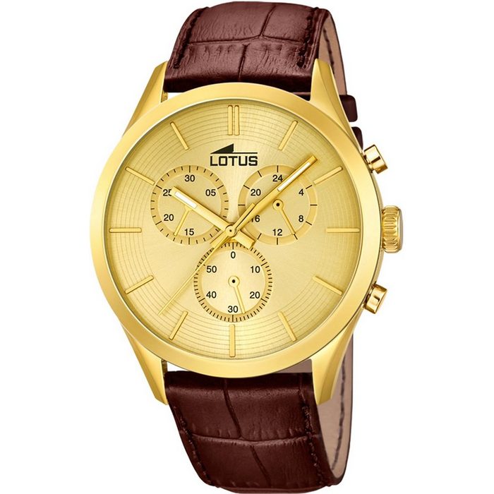 Lotus Chronograph Lotus Herren Uhr Elegant L18120/1 Leder (Armbanduhr) Herren Armbanduhr rund groß (ca. 43 2mm) Lederarmband braun