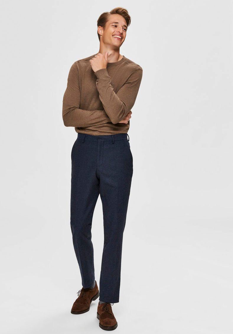 Selected Rundhalspullover SLHBERG CREW NECK NOOS Baumwolle, regular fit
