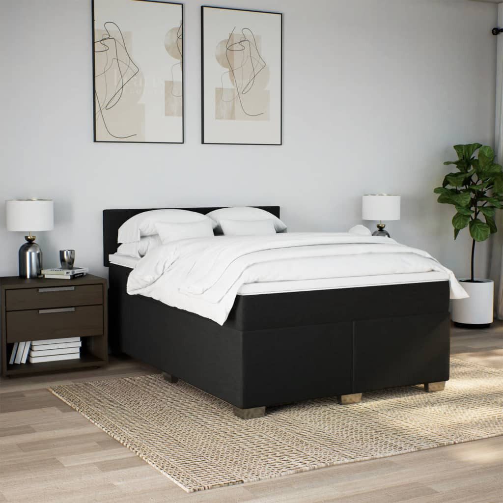 vidaXL Bett Boxspringbett mit Matratze Schwarz günstig online kaufen