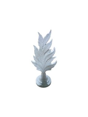 moebel17 Dekofigur Skulptur Blatt 2er Set Stehend Weiß Marmoroptik, Dekofigur aus Polyresin
