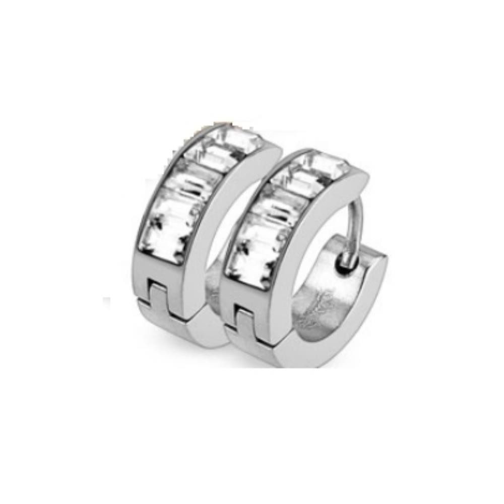 Creolen-Set Creolen Kristall silber aus Edelstahl für Damen