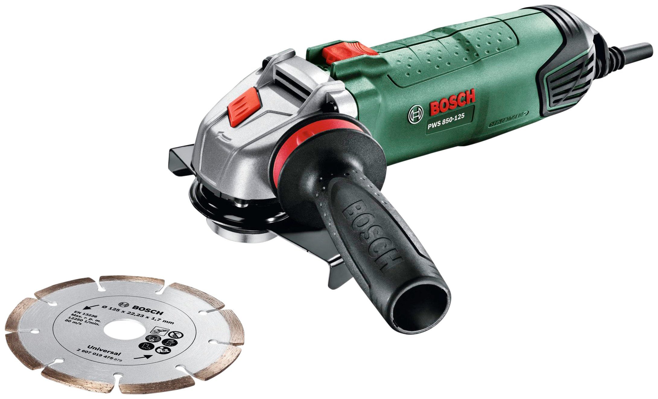 Bosch Home & Garden Winkelschleifer PWS 850-125, mit Diamanttrennscheibe