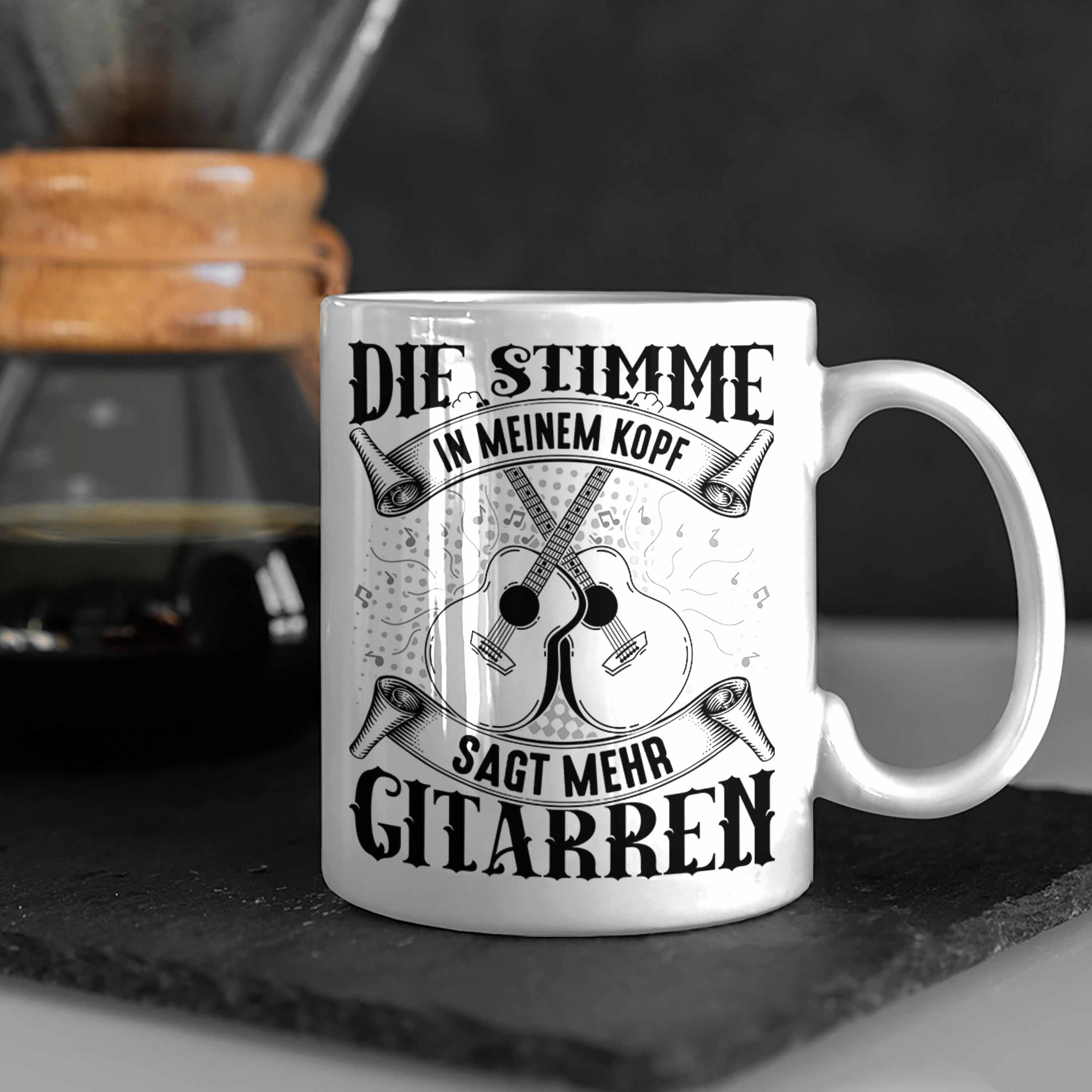 Trendation Tasse Gitarrenspieler Kaffee-Bech Spruch Weiss Geschenk Geschenkidee Gitarre Tasse
