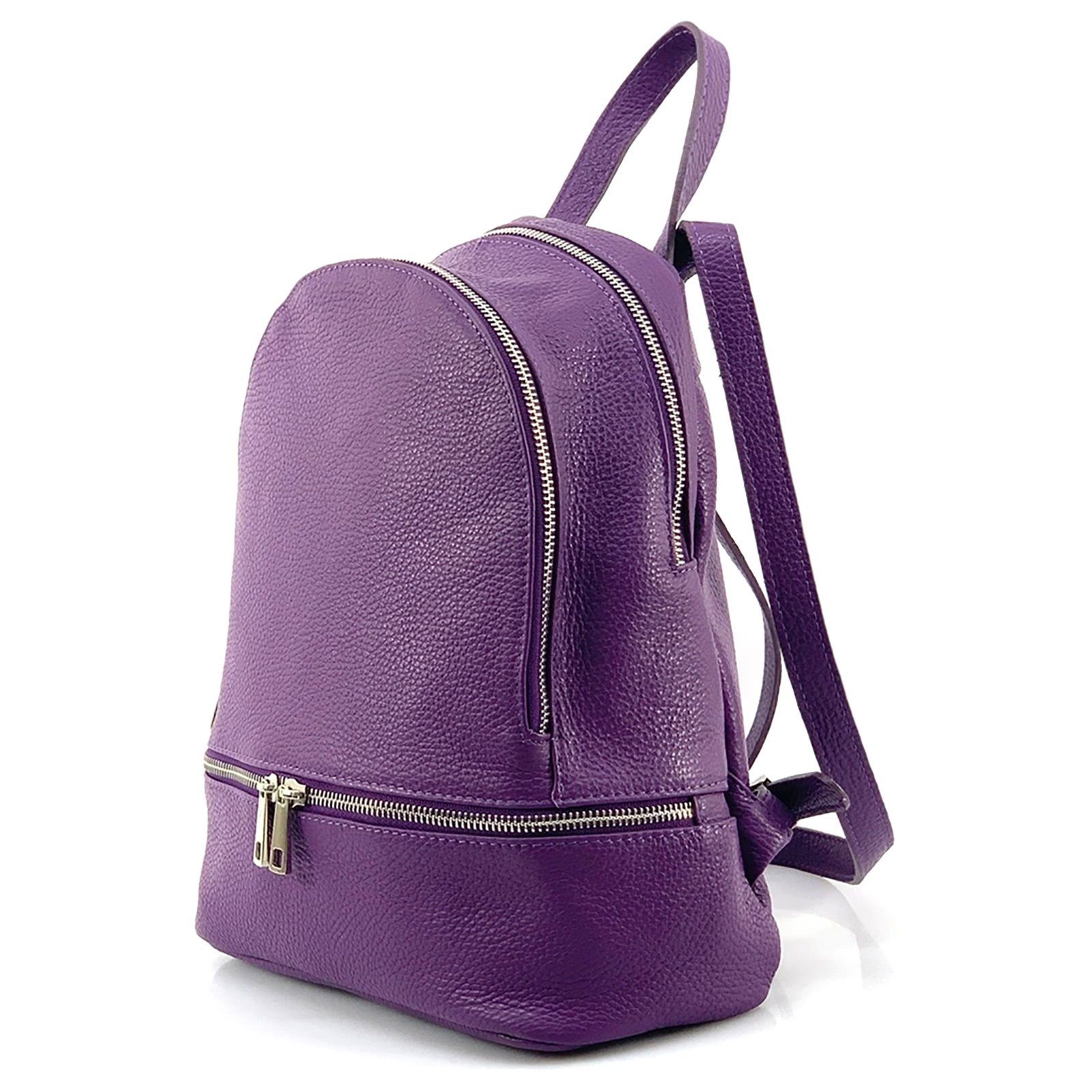FLORENCE Cityrucksack Florence Rucksack Damen Echtleder, Damen Leder Cityrucksack, lila ca. 32cm