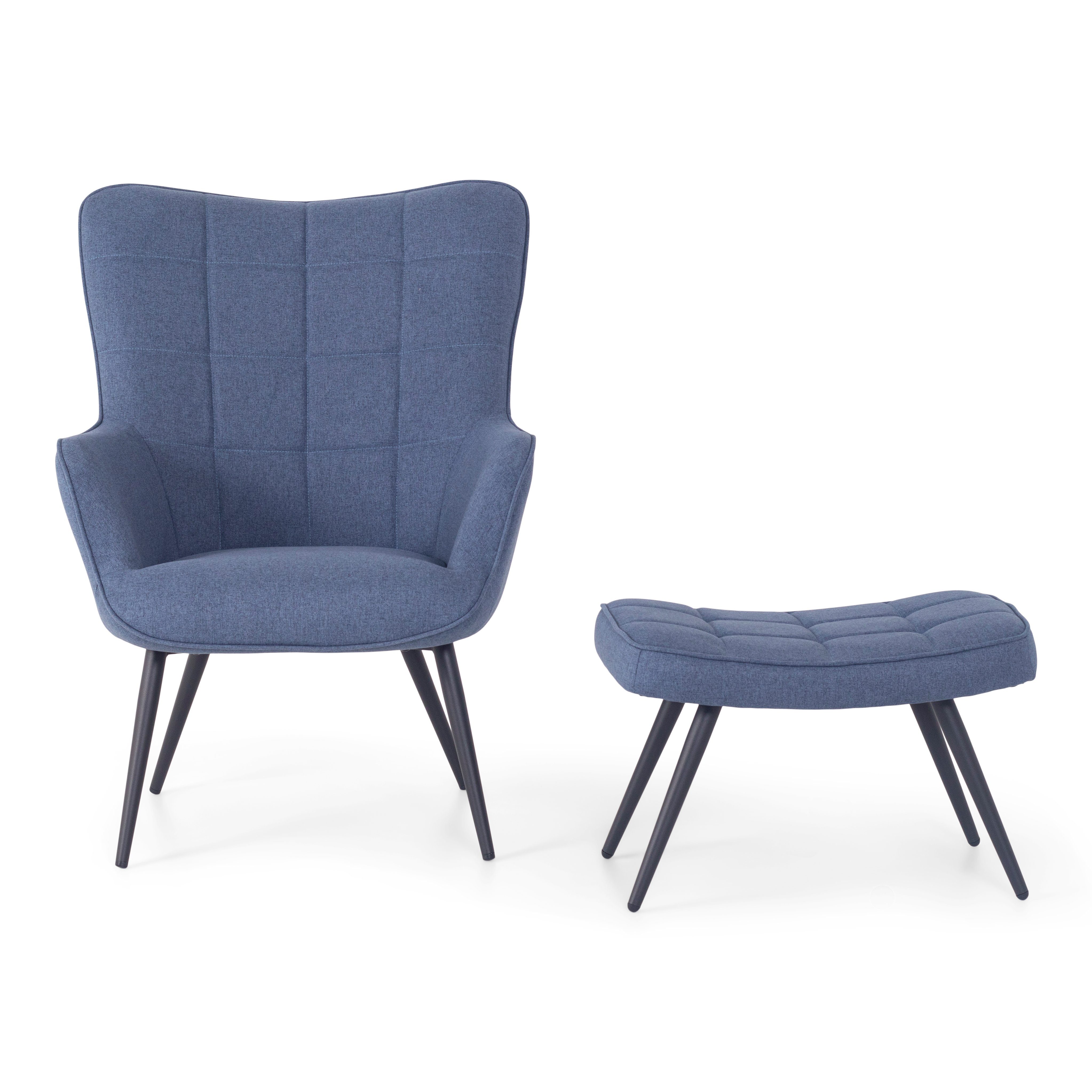 Ulla, Webstoff Blau, Homexperts Loungesessel B80xH97xT72cm