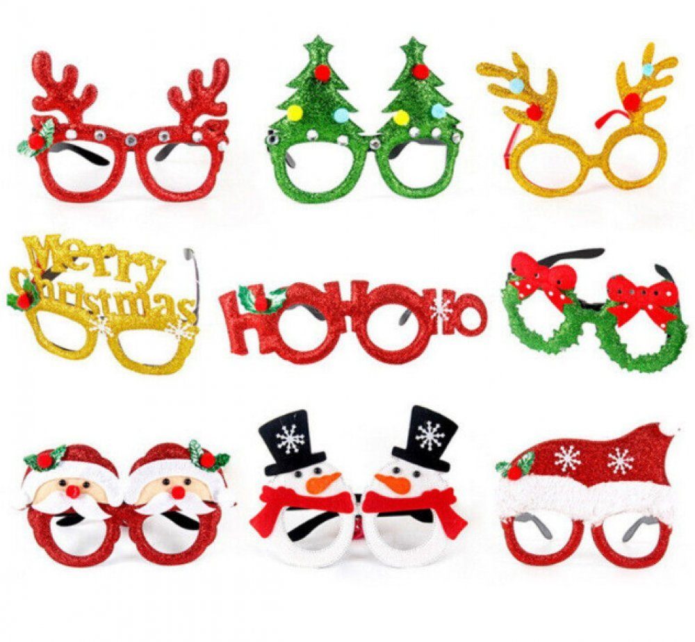 Invanter Papierdekoration 9 Stück Brille-Weihnachtsfeierdekorationen für Erwachsene und Kinder