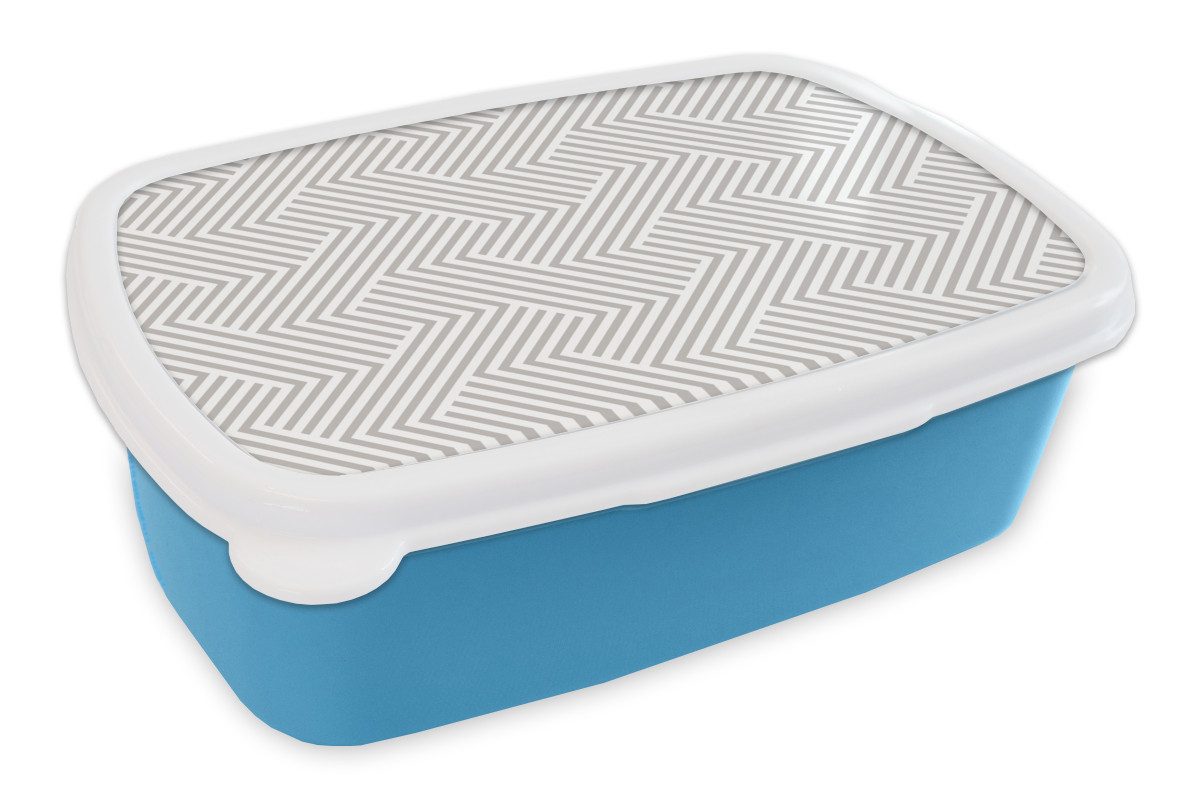 MuchoWow Lunchbox Grafik - Muster - Modern - Schräg, Kunststoff, (2-tlg), Brotdose, Lunchbox, Brotbox für Kinder und Erwachsene