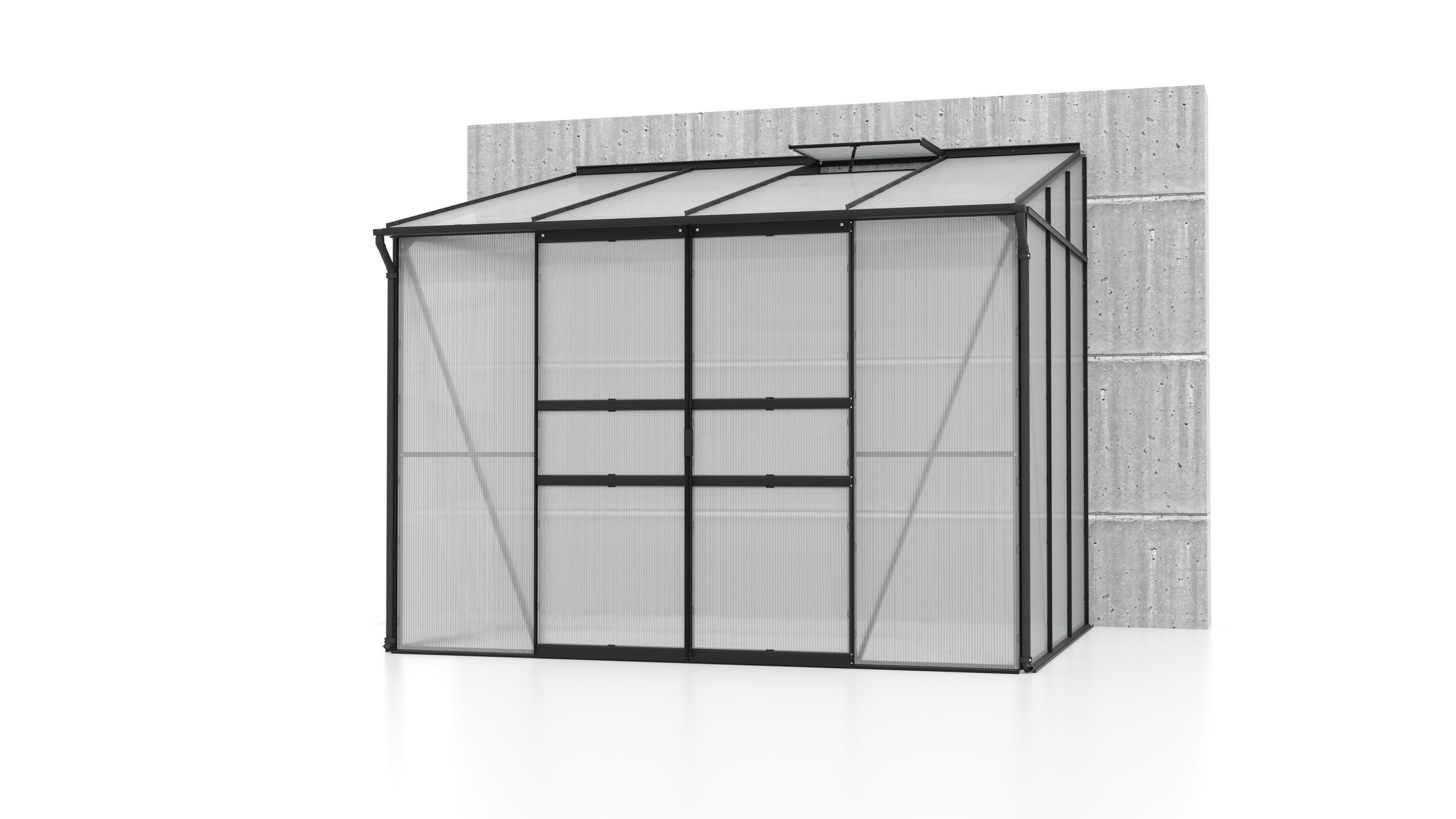 Gewächshaus Ida 5200 HKP 6mm Alu Schwarz mit 1 Fenster