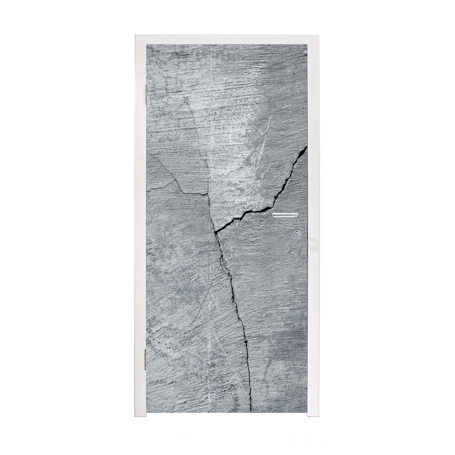 MuchoWow Matt, für Türtapete - - Riss, Grau Türaufkleber, St), cm bedruckt, Beton Fototapete (1 Tür, 75x205