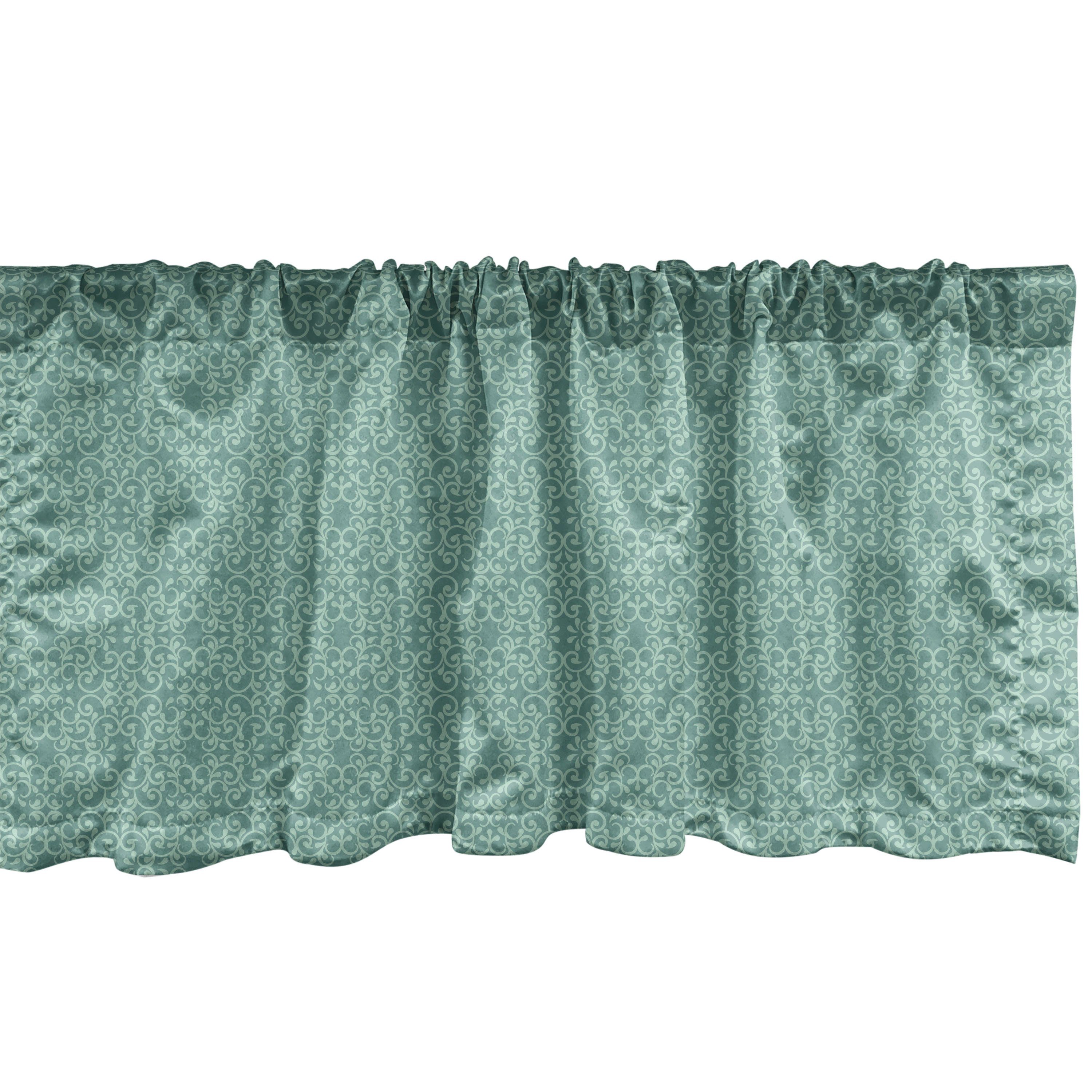 Scheibengardine Vorhang Volant für Küche Schlafzimmer Dekor mit Stangentasche, Abakuhaus, Microfaser, Grün Vintage Victorian Verziert