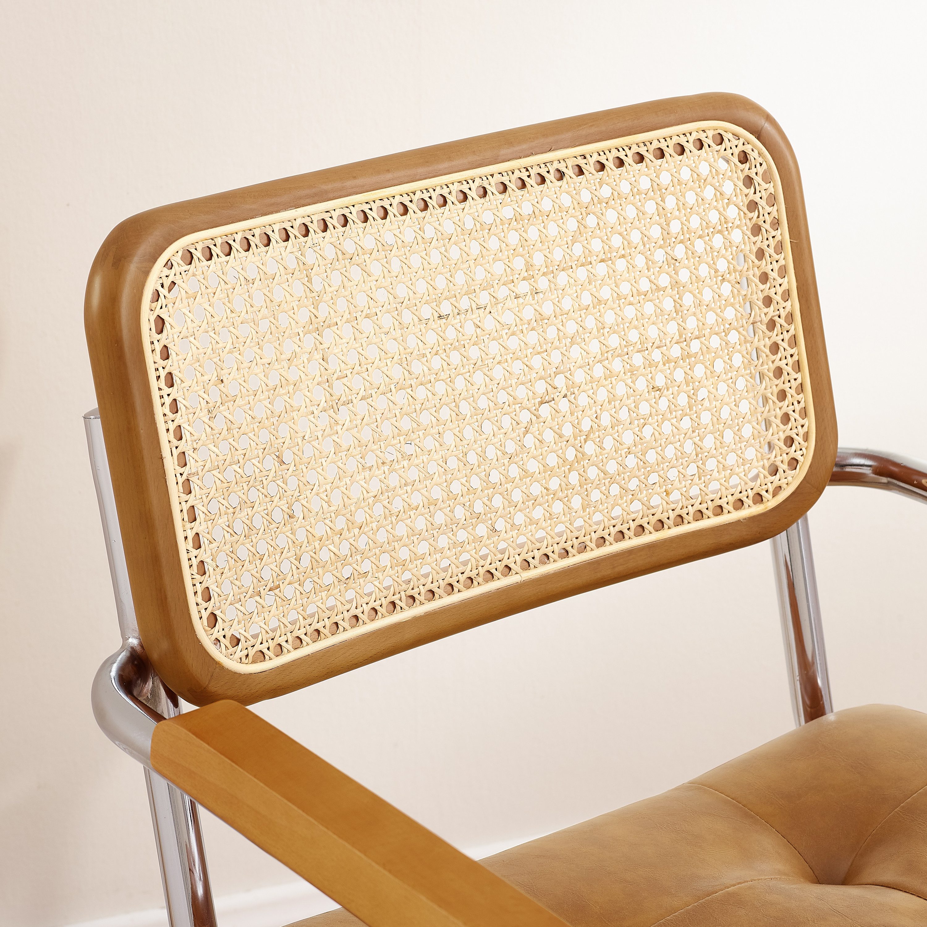 Art Leon Esszimmerstuhl CC058-New (360 Grad Drehbar Brüostuhl Mid Century Modern Drehstuhl ohne Rollen Farbe in Braun/Grün/Schwarz, 1 St), Kunstleder gepolsterter Bürostuhl mit Holzbeine