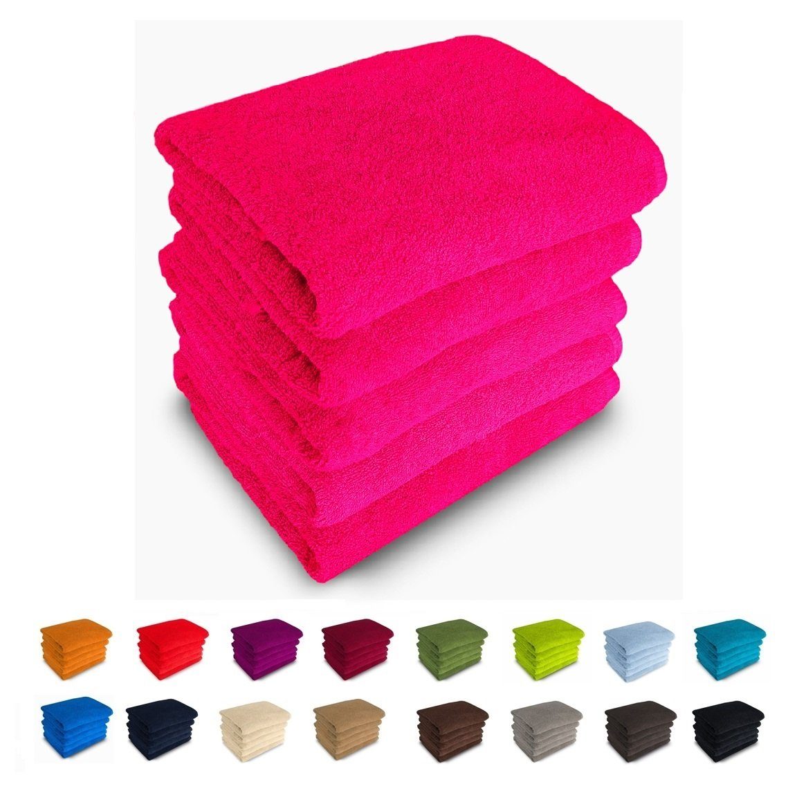MatratzenL.A.B® Duschtücher 70x140 cm Rimini 500 g/m², 100% Baumwolle, Badetücher, Frotee, 23 Farben, mit Aufhänger, einzeln verpackt pink - 14
