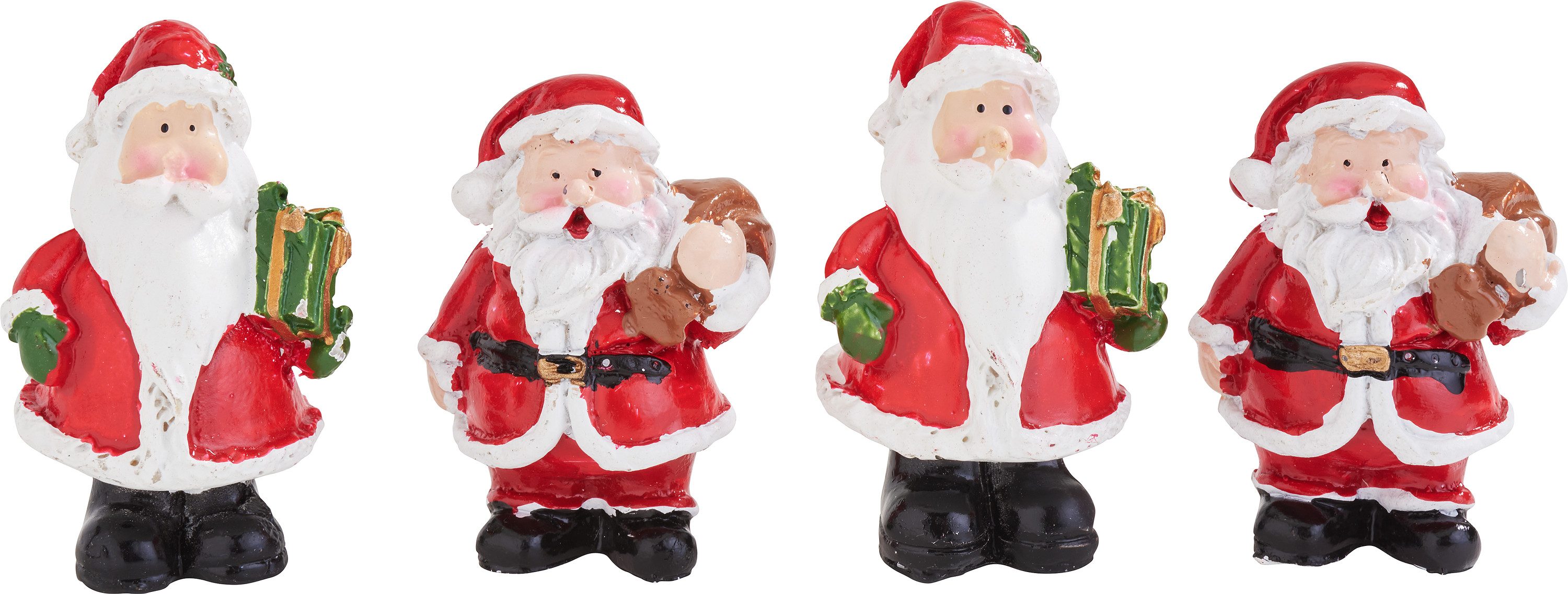 VBS Dekofigur Miniatur Weihnachtsmänner, 4er-Set
