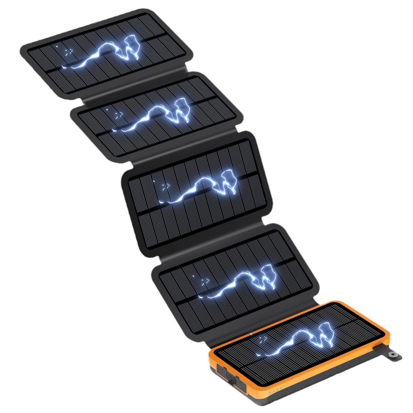 AIBISTAR Solar Powerbank 20000mAh, 4/5 Panels, USB-C, wasserdicht, Camping Solar Powerbank Solarpanel 20000 mAh, 4/5 Solarpanels,Faltdesign,Solaraufladung,3 Lichtmodi,Outdoor & Reisen