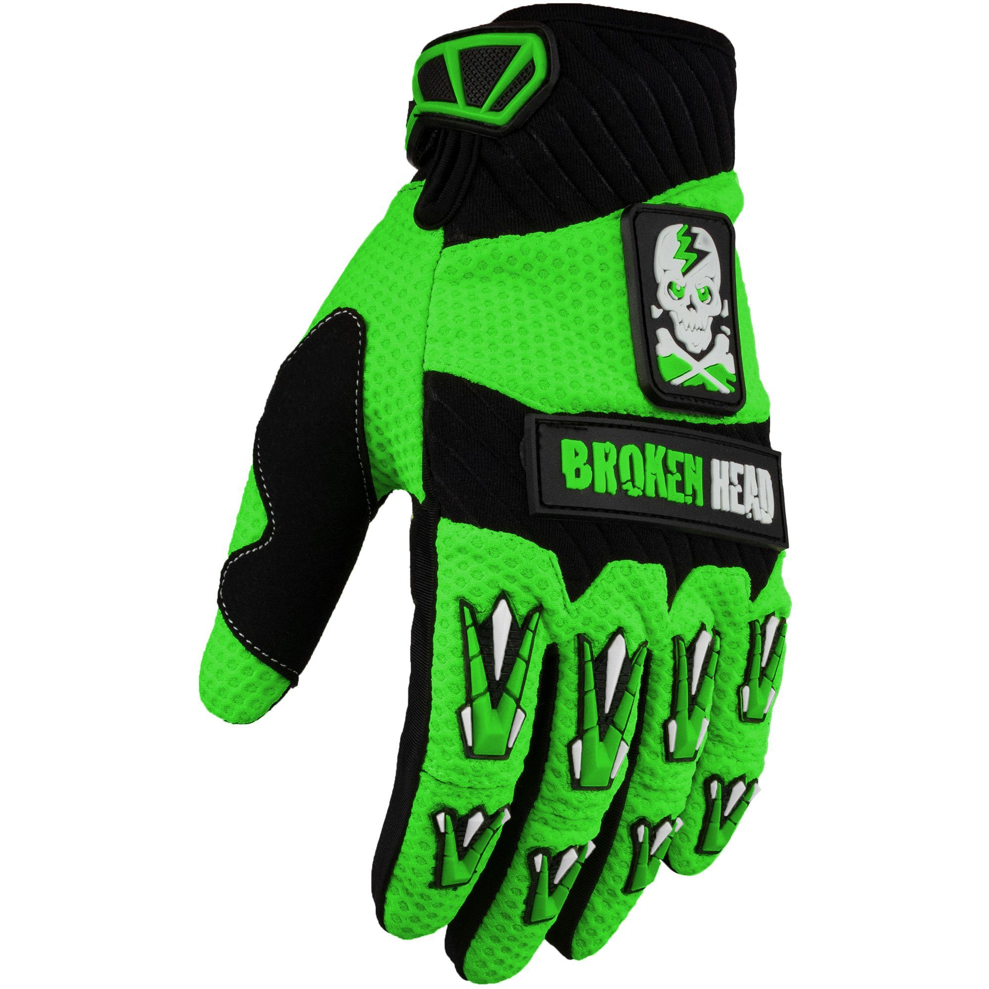 Motorradhandschuhe Faustschlag grün elastisches Meshgewebe günstig online kaufen
