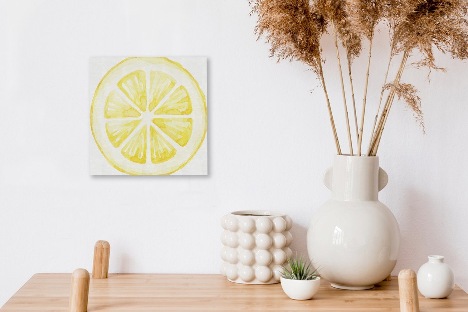 Leinwandbild - Zitrone Bilder Schlafzimmer OneMillionCanvasses® Wohnzimmer Scheibe, St), (1 Leinwand Aquarell - für