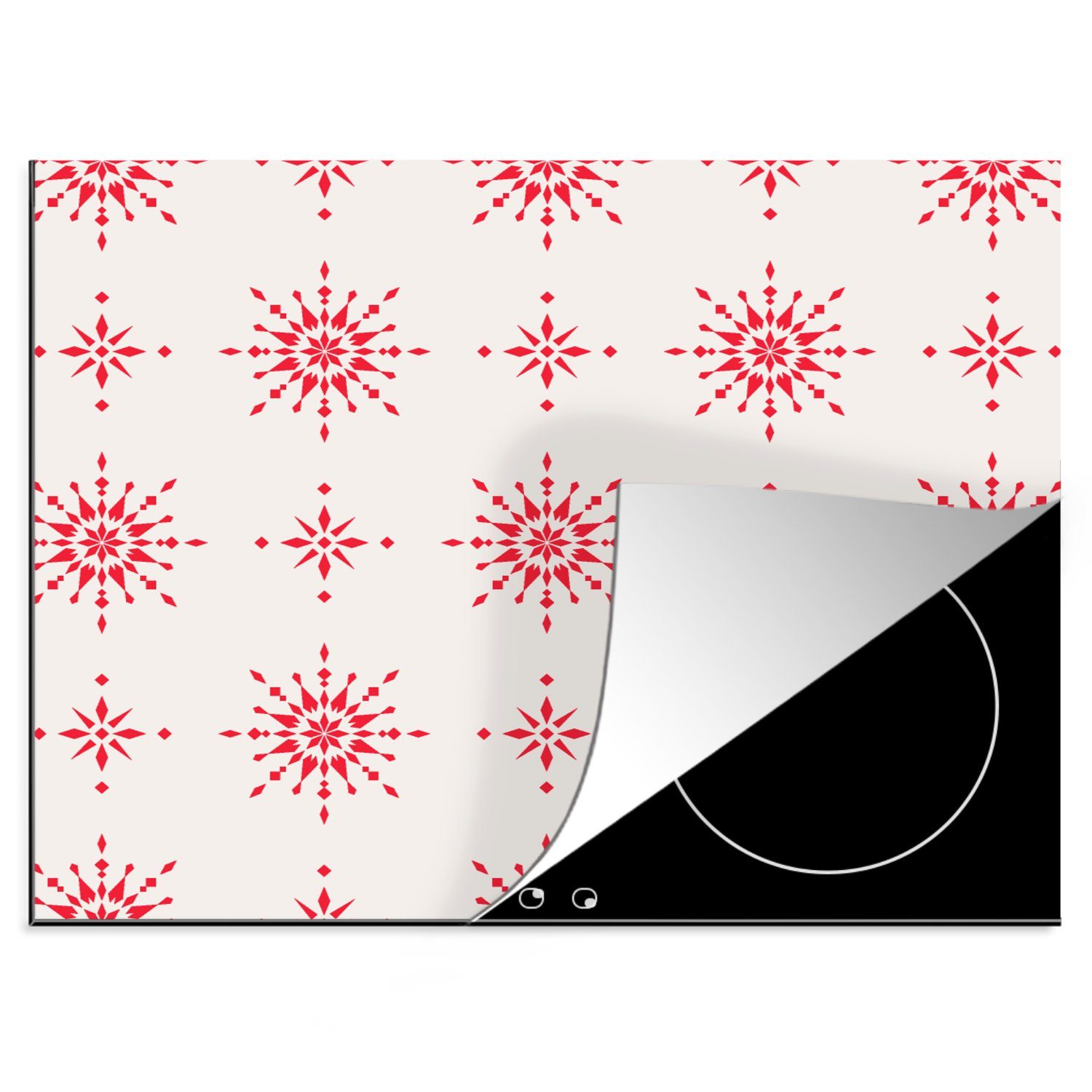 MuchoWow Herdblende-/Abdeckplatte Sterne - Rot cm, Vinyl, Weihnachten Arbeitsfläche Ceranfeldabdeckung - nutzbar, - tlg), Winter 60x52 - (1 Mobile Muster