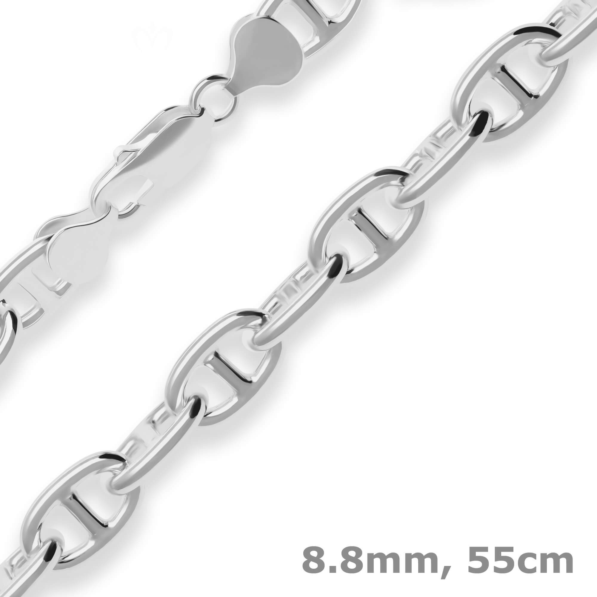 Silberkette 8,8mm Ankerkette-Steg aus 925 Silber 55cm