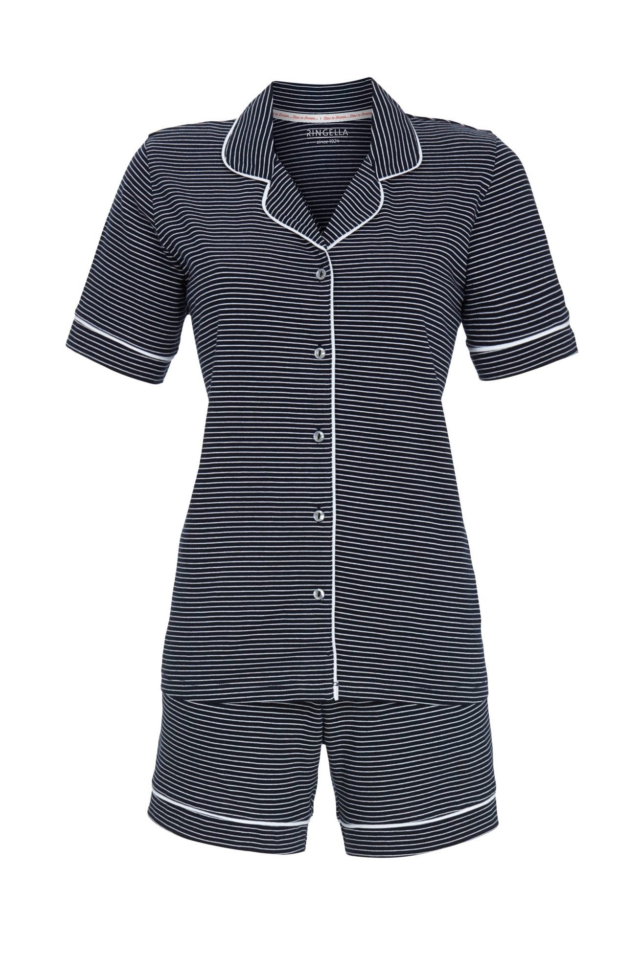 Ringella Shorty - Kurzpyjama mit durchgeknöpftem Oberteil und Shorts mit Seitentaschen (2 tlg) gefertigt aus reiner Baumwolle