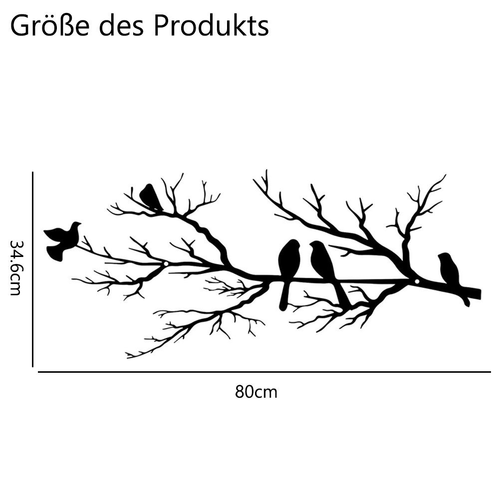 NUODWELL Wanddekoobjekt Wanddekoration mit Vögel aus Metall,Wandskulptur zu günstig online kaufen