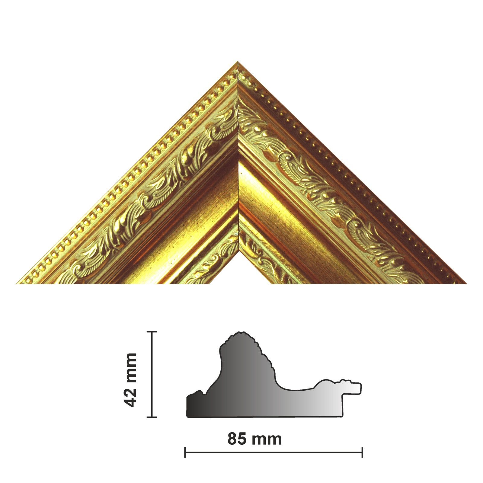 Bilderrahmen Neumann Bilderleiste Bilderleiste 837 ORO – Goldene Dekorleiste, 85 mm Breite, edles Profil für Wand & Bilder