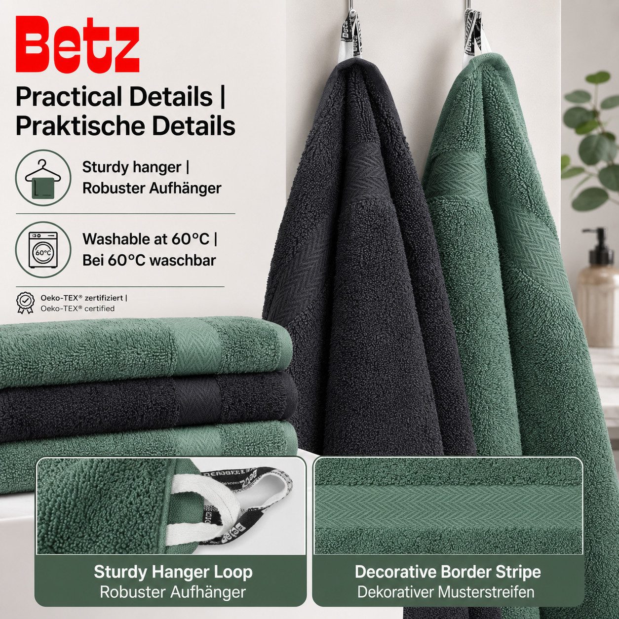 Betz Handtücher Premium Handtuch-Set 12-tlg., 100% Baumwolle (Set, 12-St), Duschtücher,Handtücher, Gästetücher, Seiftücher,Waschhandschuhe – Bild 5 von 5