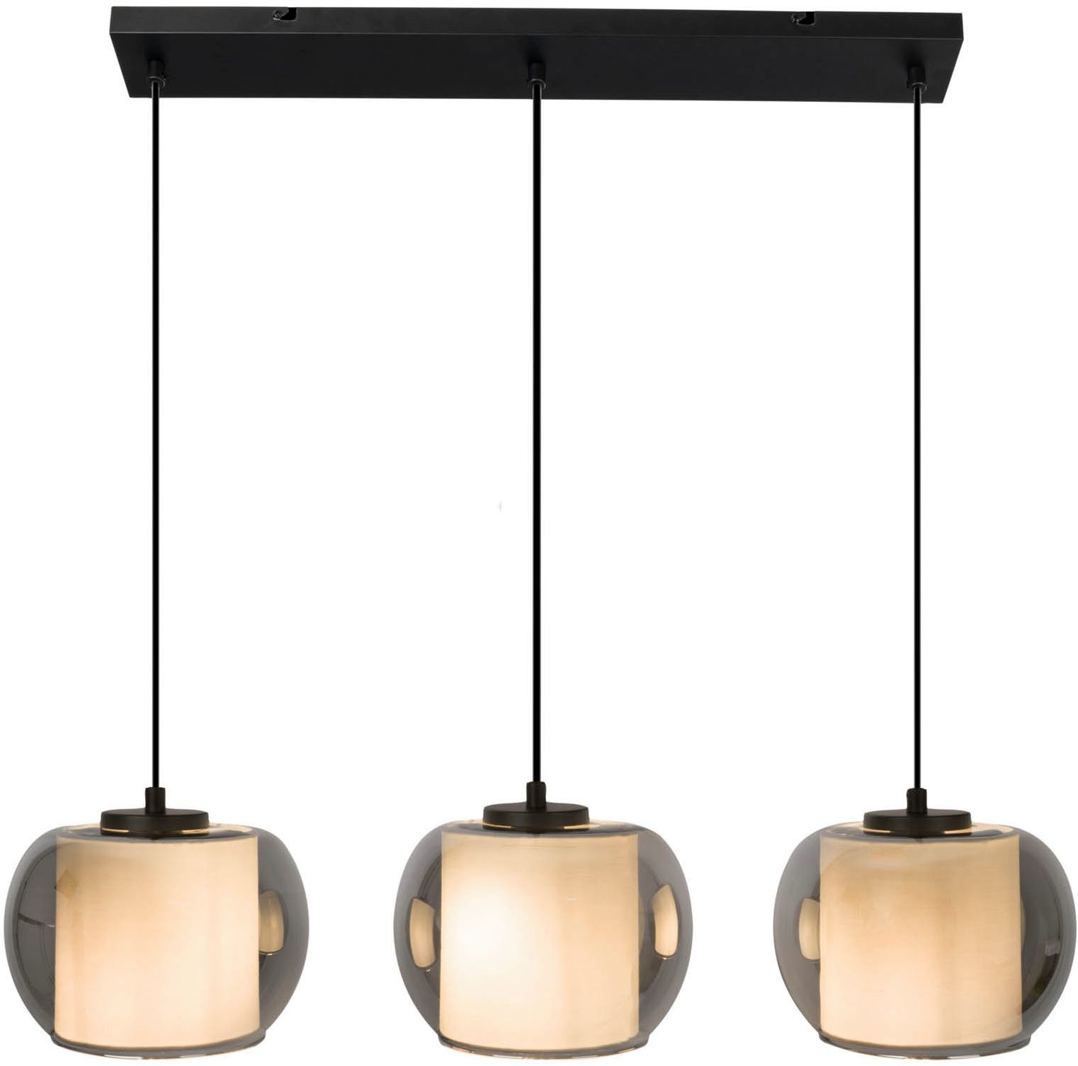 OTTO home Pendelleuchte Tanissa, ohne Leuchtmittel, 3 gleichlange Pendel mit je 1x Rauchglasschirm und je 1x E27 exkl.