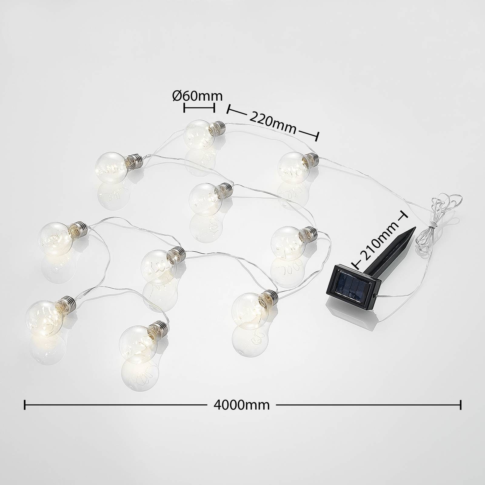LED-Leuchtmittel Dekolicht transparent, inkl. Metall, Kunststoff, 10 Lampini, verbaut, flammig, Schwarz, warmweiß, Lindby fest