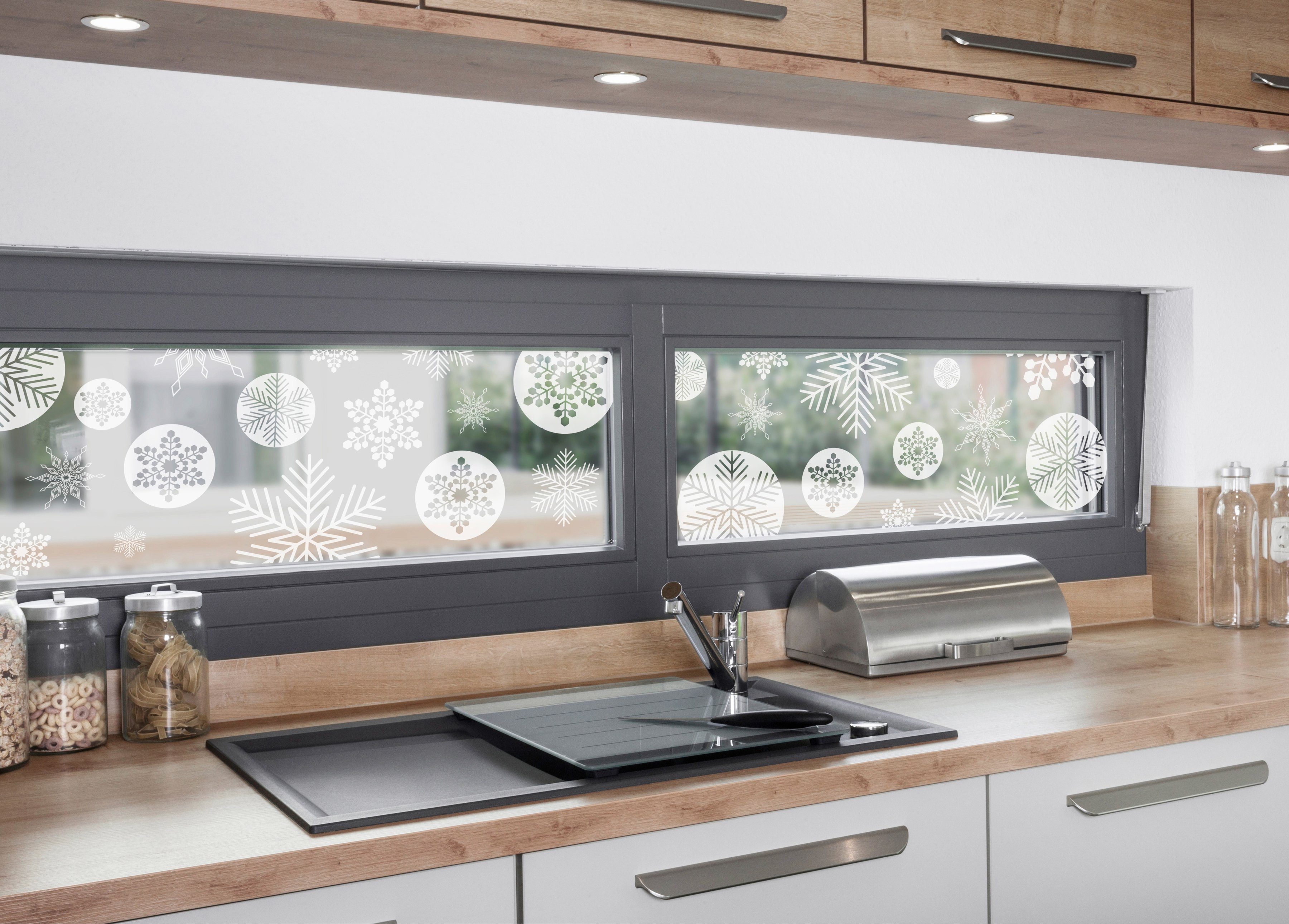 Fensterfolie Look Snowy 30 MySpotti, white, halbtransparent, cm, 200 glatt, x statisch haftend