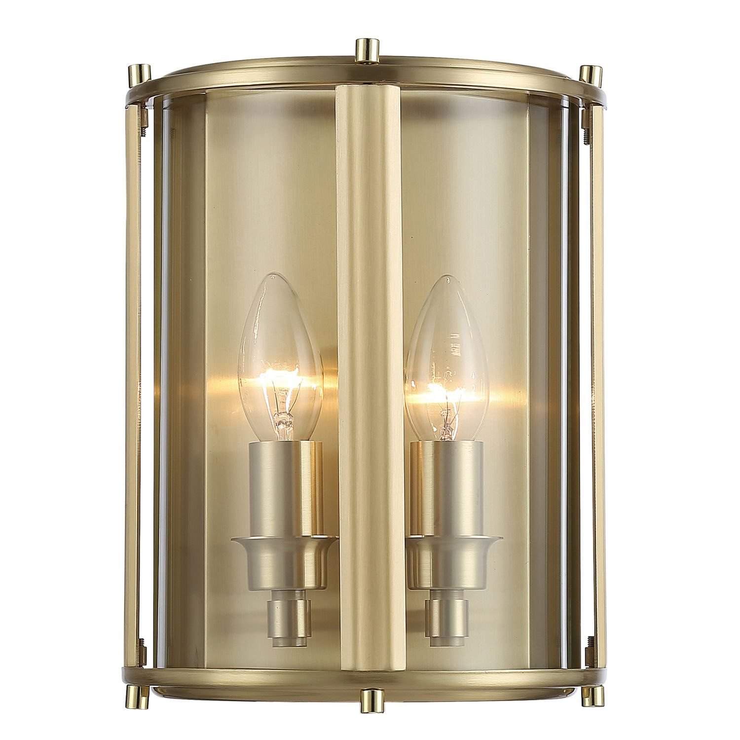 Licht-Erlebnisse Wandleuchte GLENTE, ohne Leuchtmittel, Glas Metall H: 23 cm klein in Messing E14 2-flammig Vintage