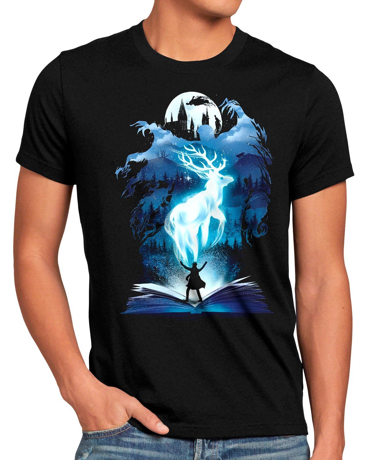 style3 Print-Shirt Herren T-Shirt Patronus potter harry hogwarts legacy gryffindor ravenclaw hufflepuff slytherin