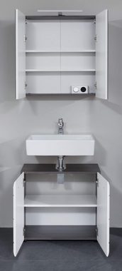 Furn.Design Badmöbel-Set Lemos, (Badezimmer in weiß Hochglanz und grau, 2-St), Breite 60 cm