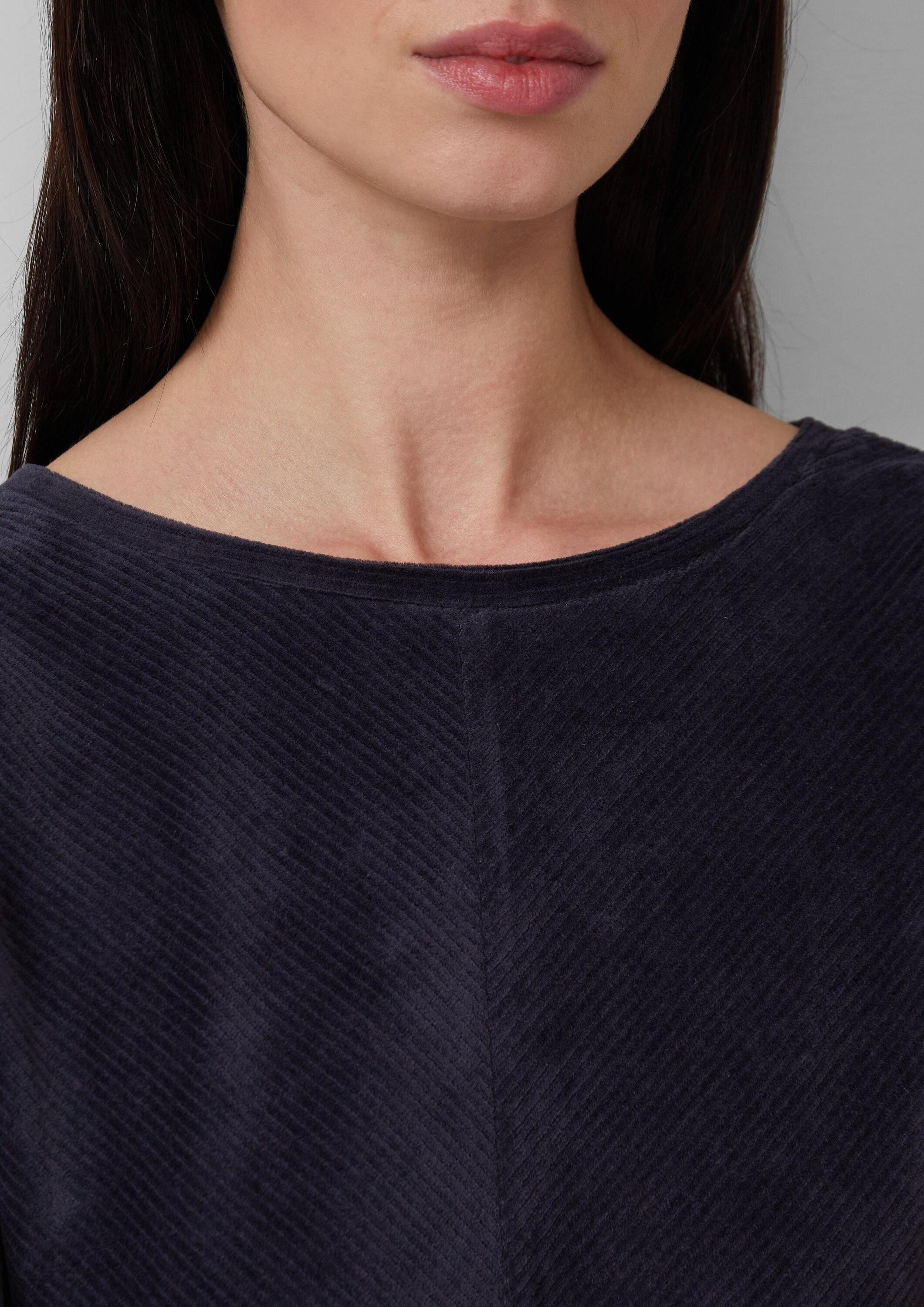 s.Oliver 3/4 Arm-Pullover Sweatshirt Cord-Shirt mit Teilungsnaht und Fledermausärmeln