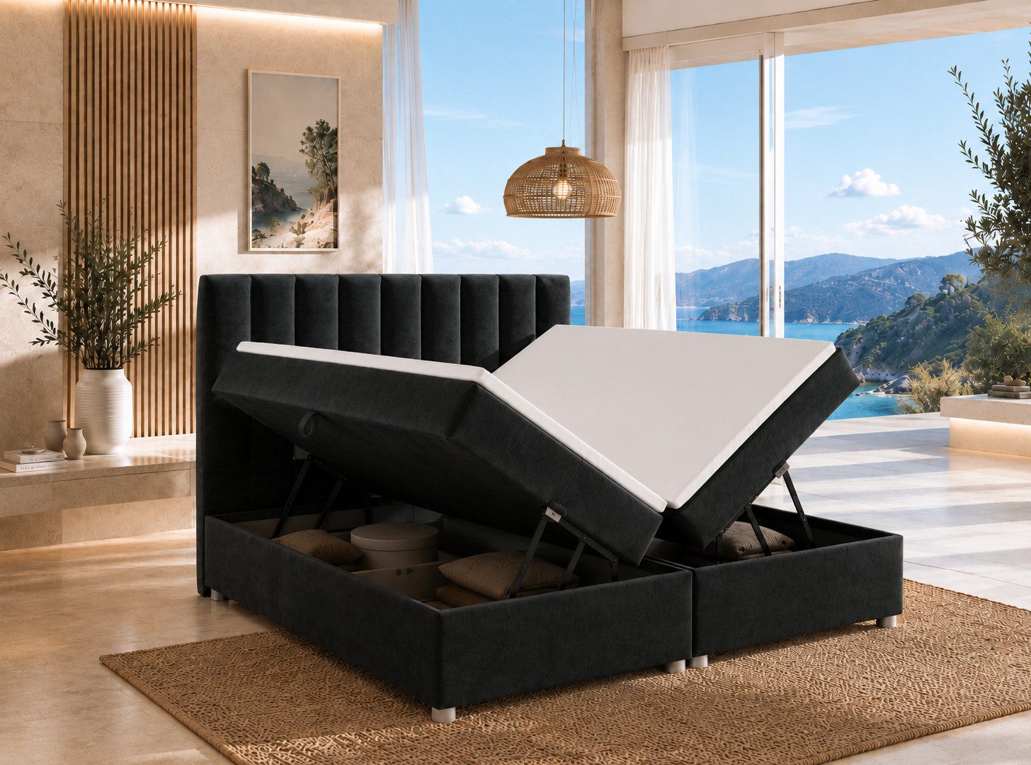 Best for Home Boxspringbett Trinity K-10 mit zwei Bettkasten Premium mit Komfort Topper – modern (Doppelbett mit Stauraum, Federkernmatratze, gepolstertes Kopfteil, Doppelbett versch. Größen, 140x200 160x200 180x200 200x200 cm), Handwerksqualität, TOP Preis-Leistungs-Verhältnis