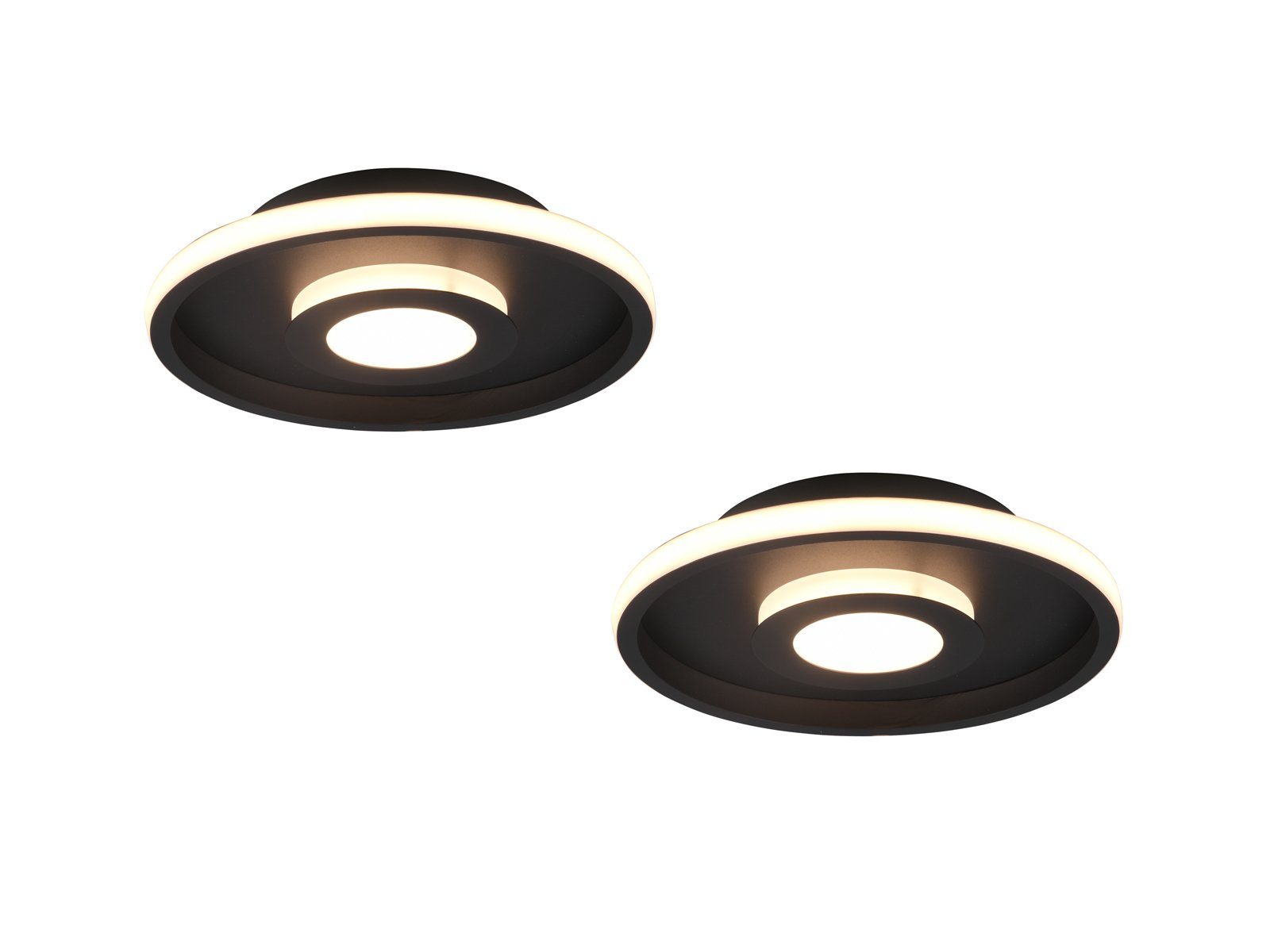 TRIO Leuchten LED Deckenleuchte, Dimmfunktion, LED fest integriert, Warmweiß, 2er Set Badezimmer-lampen Decke dimmbar flach über-n Esstisch, Ø30cm