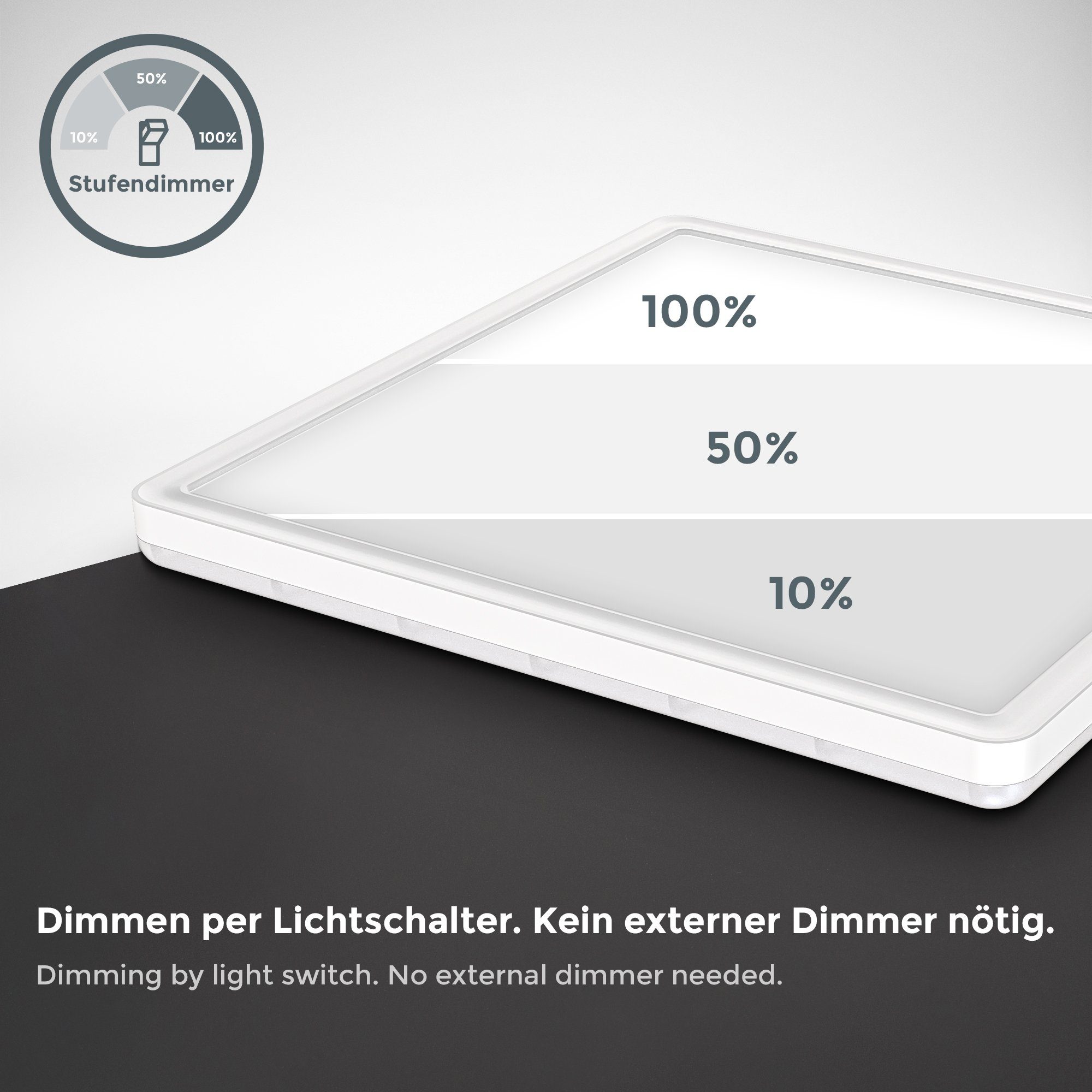 B.K.Licht Deckenleuchte LED Decken-Panel 293x293x28mm dimmbar Backlight Ultra-flach - BKL1311, Dimmfunktion, LED fest integriert, 4000K - Neutralweiß, Deckenlam – Bild 5 von 5