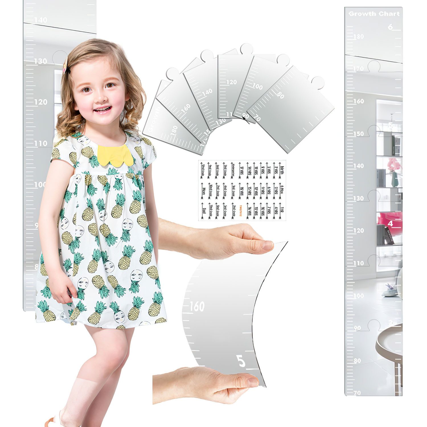 HEYHIPPO Spiegelpaneel Wachstumstabelle an der Wand,Acrylspiegel-Wanddekora günstig online kaufen