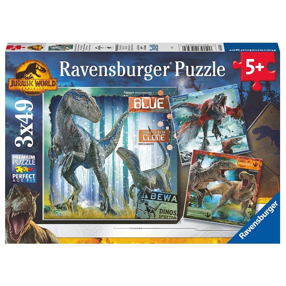 Ravensburger Puzzle Kinder Puzzle Box Jurassic World 3 x 49 Teile Ravensburger, 49 Puzzleteile