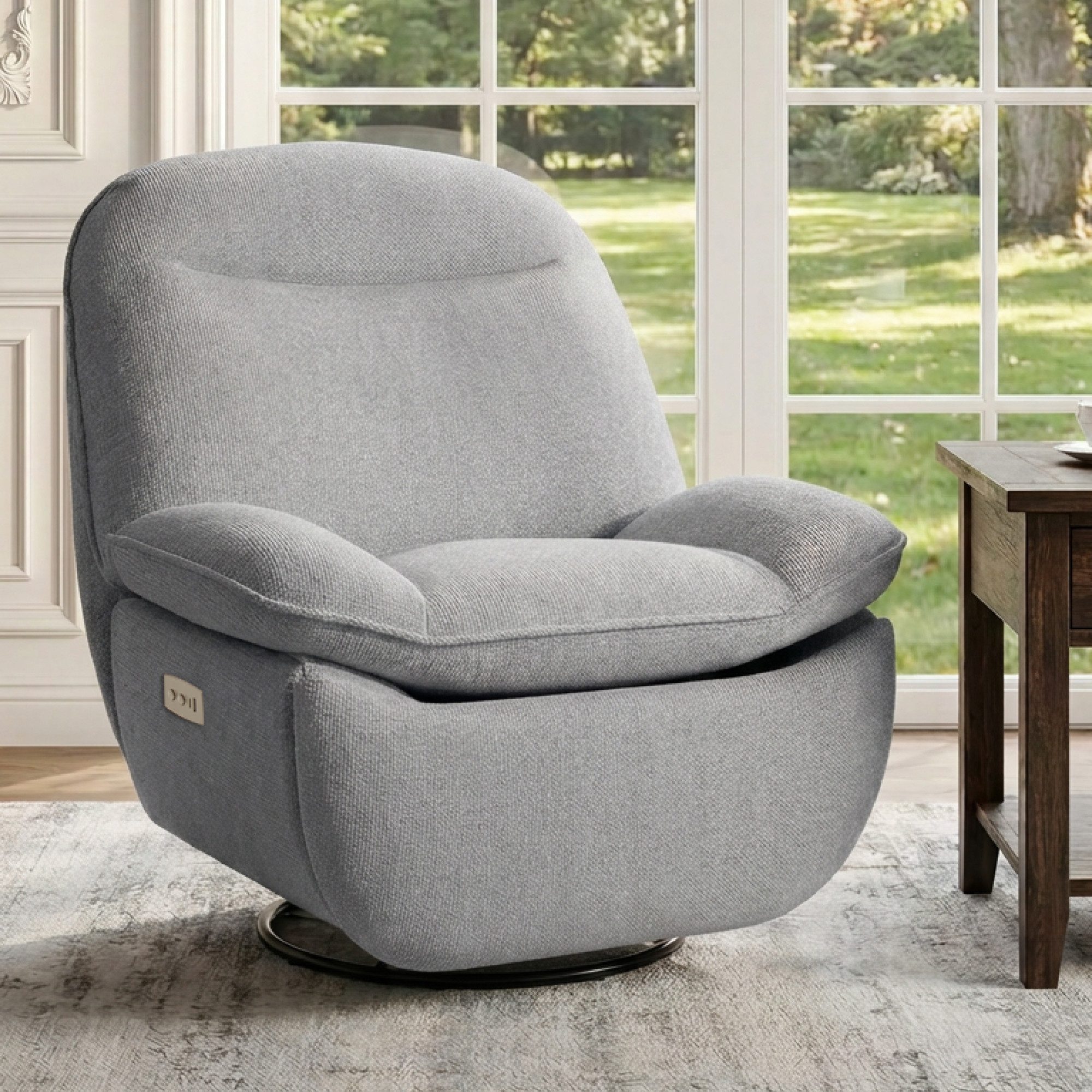 FLEXISPOT Sessel Schaukelsessel gemütlicher TV-Sessel, Relaxsessel (Schlafsessel mit USB, Drehsessel mit Rocking, Ruhesessel für Senioren & Stillenden), Versteckter Stauraum, 105° - 145° verstellbar, 150 KG belastbar